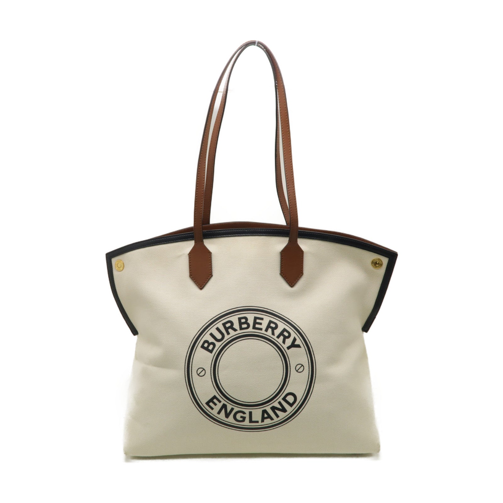 BURBERRY 帆布/皮革Shoulder Tote Bag金扣手挽袋米白色/黑色/啡色