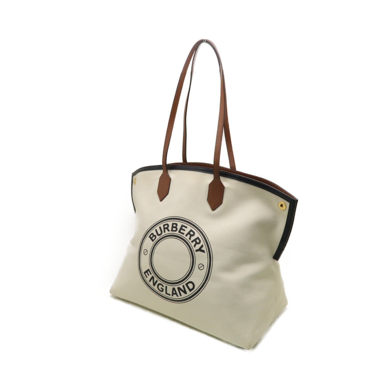 BURBERRY 帆布/皮革Shoulder Tote Bag金扣手挽袋米白色/黑色/啡色