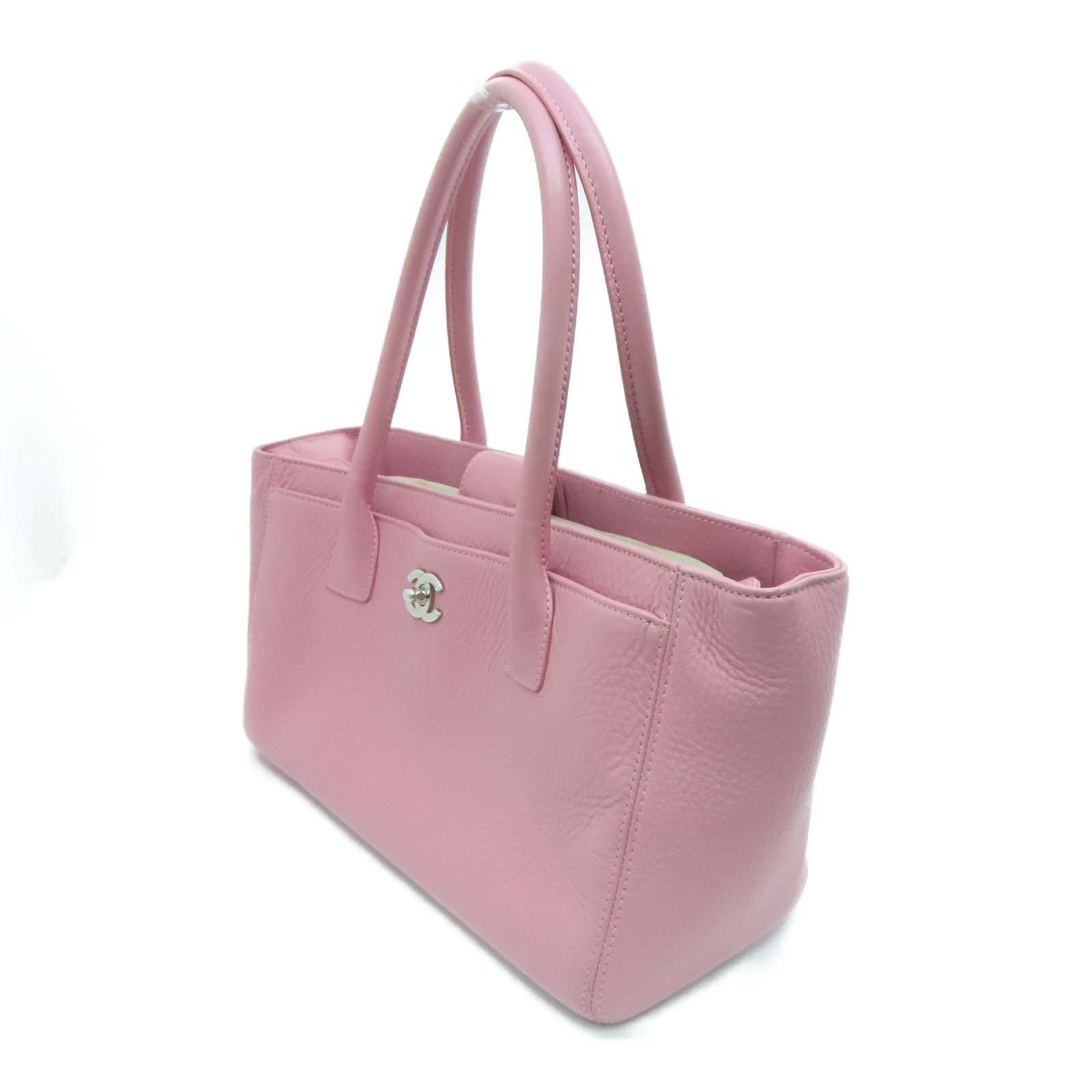CHANEL 【激減優惠】牛皮皮革Shoulder Bag銀扣肩背袋粉紅色