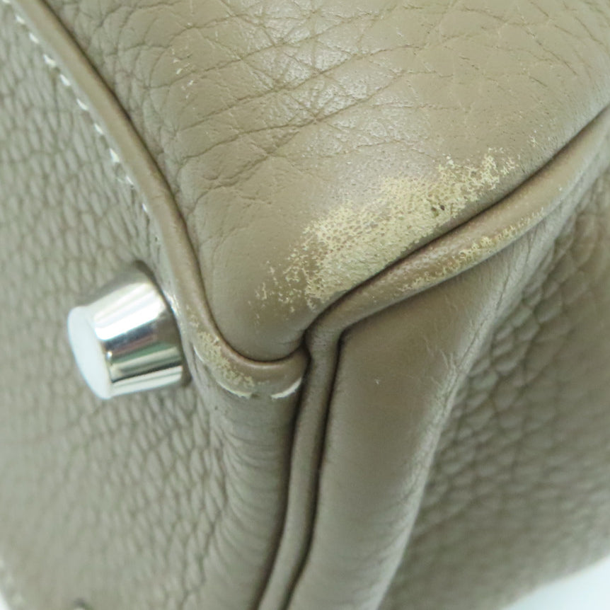 HERMES 【激减优惠】Clemence皮革Kelly 32银扣手挽袋卡其色