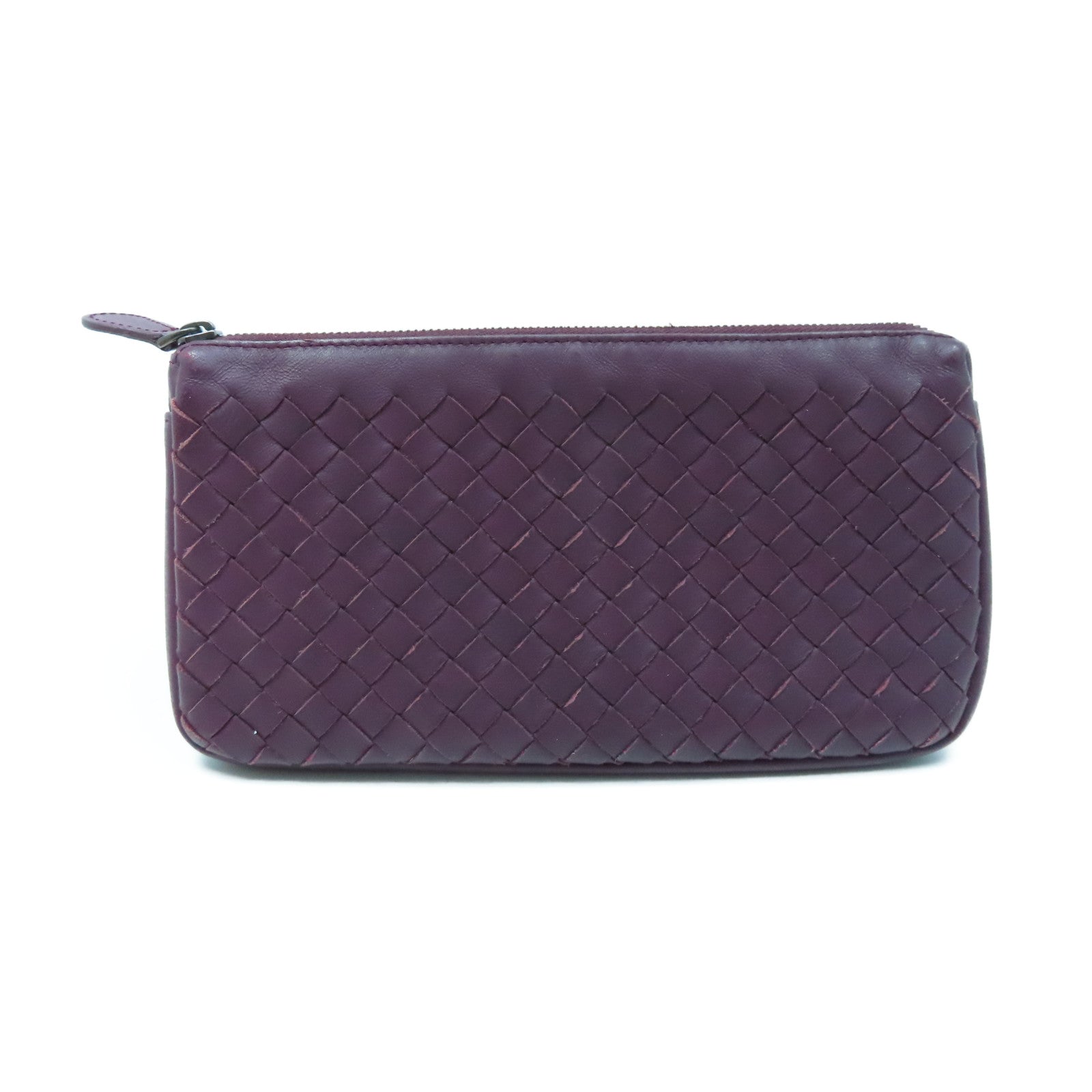BOTTEGA VENETA Textured Leather Pouch Clutch Purple