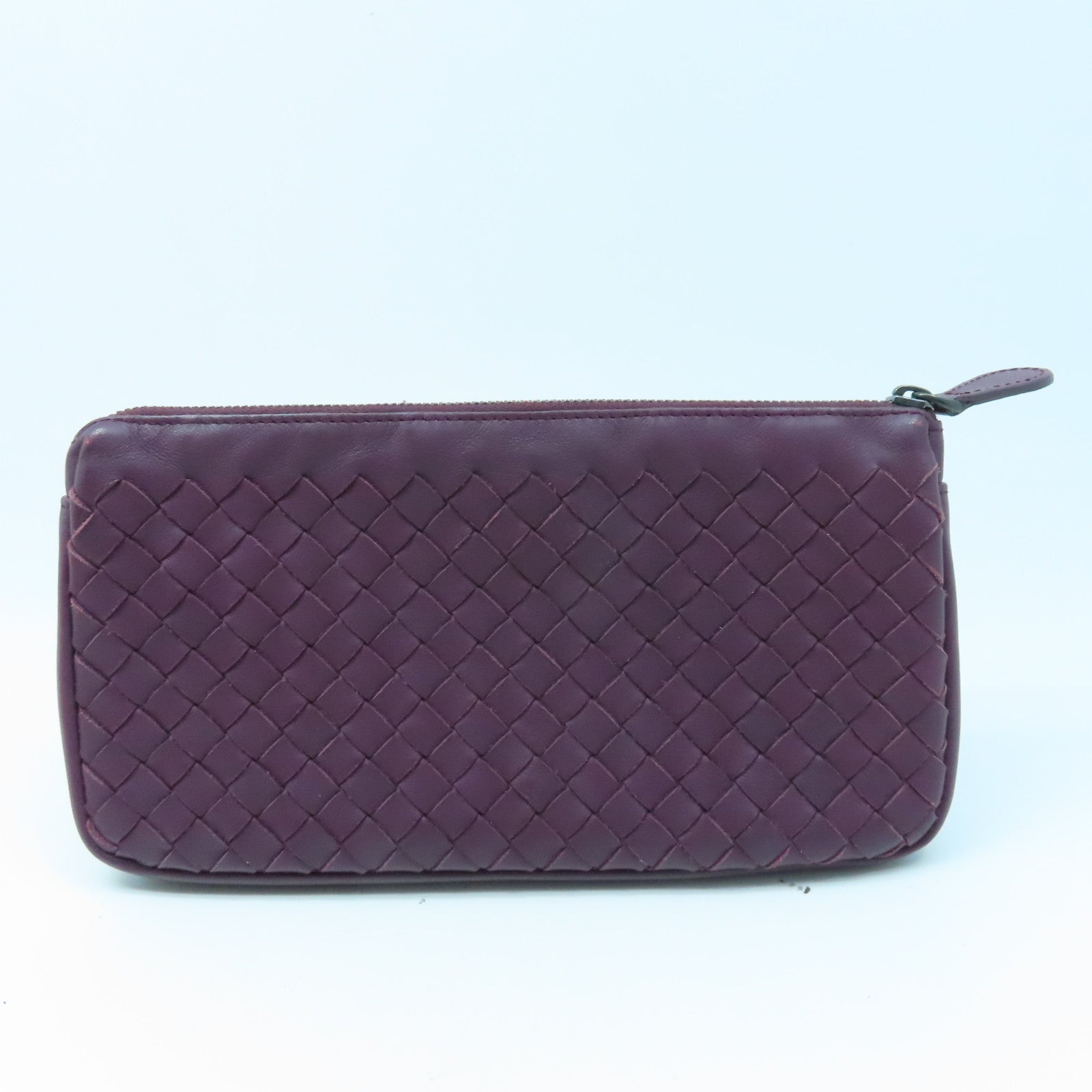 BOTTEGA VENETA Textured Leather Pouch Clutch Purple
