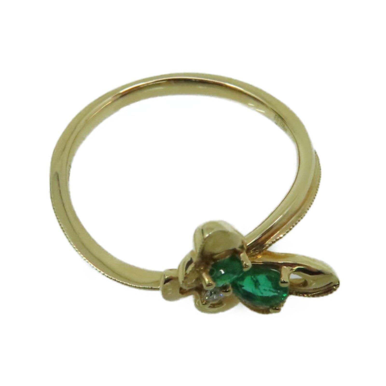 JEWELRY 【激減優惠】18K玫瑰金/0.33綠寶石/0.02ct鑽石Emerald Ring戒指US#6