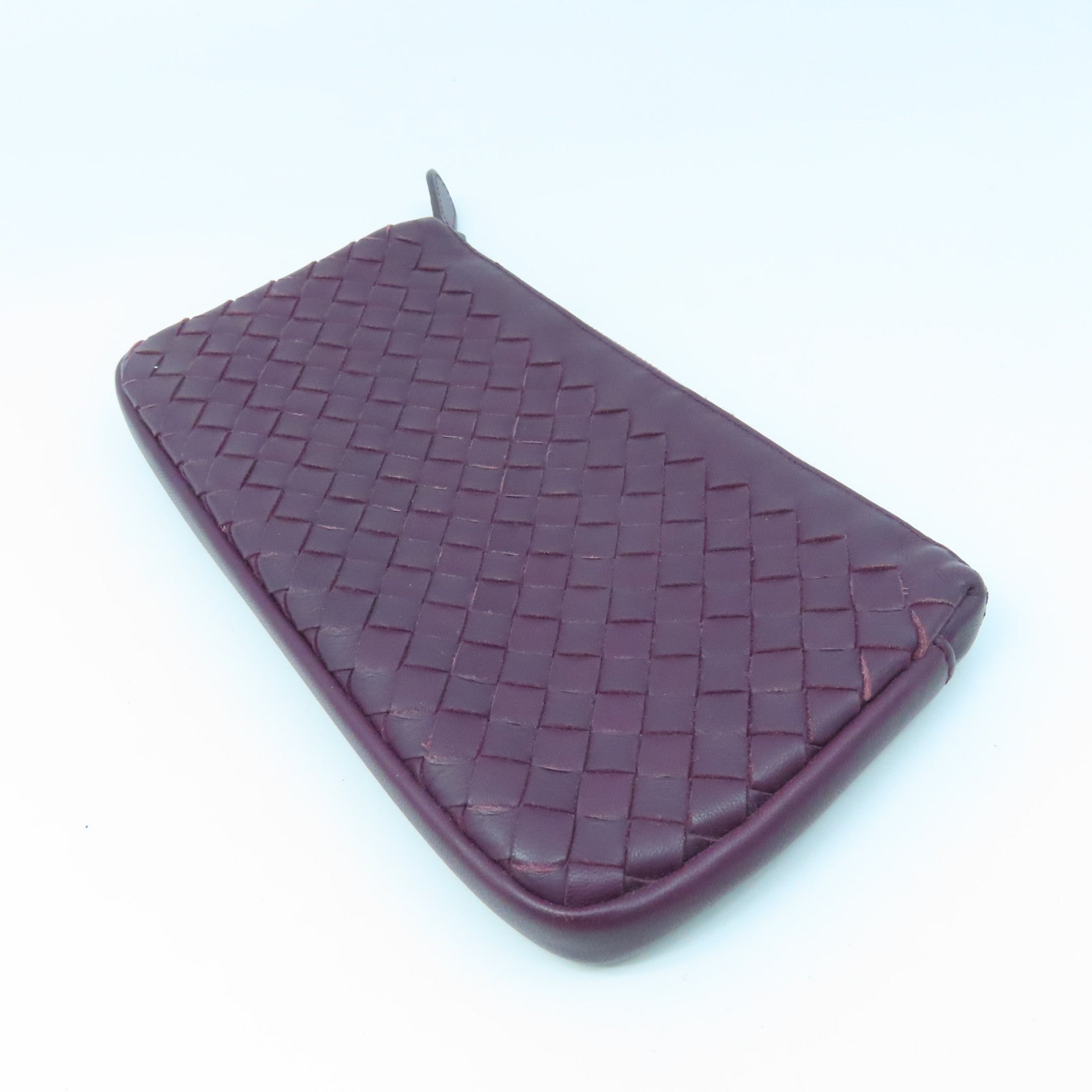 BOTTEGA VENETA Textured Leather Pouch Clutch Purple