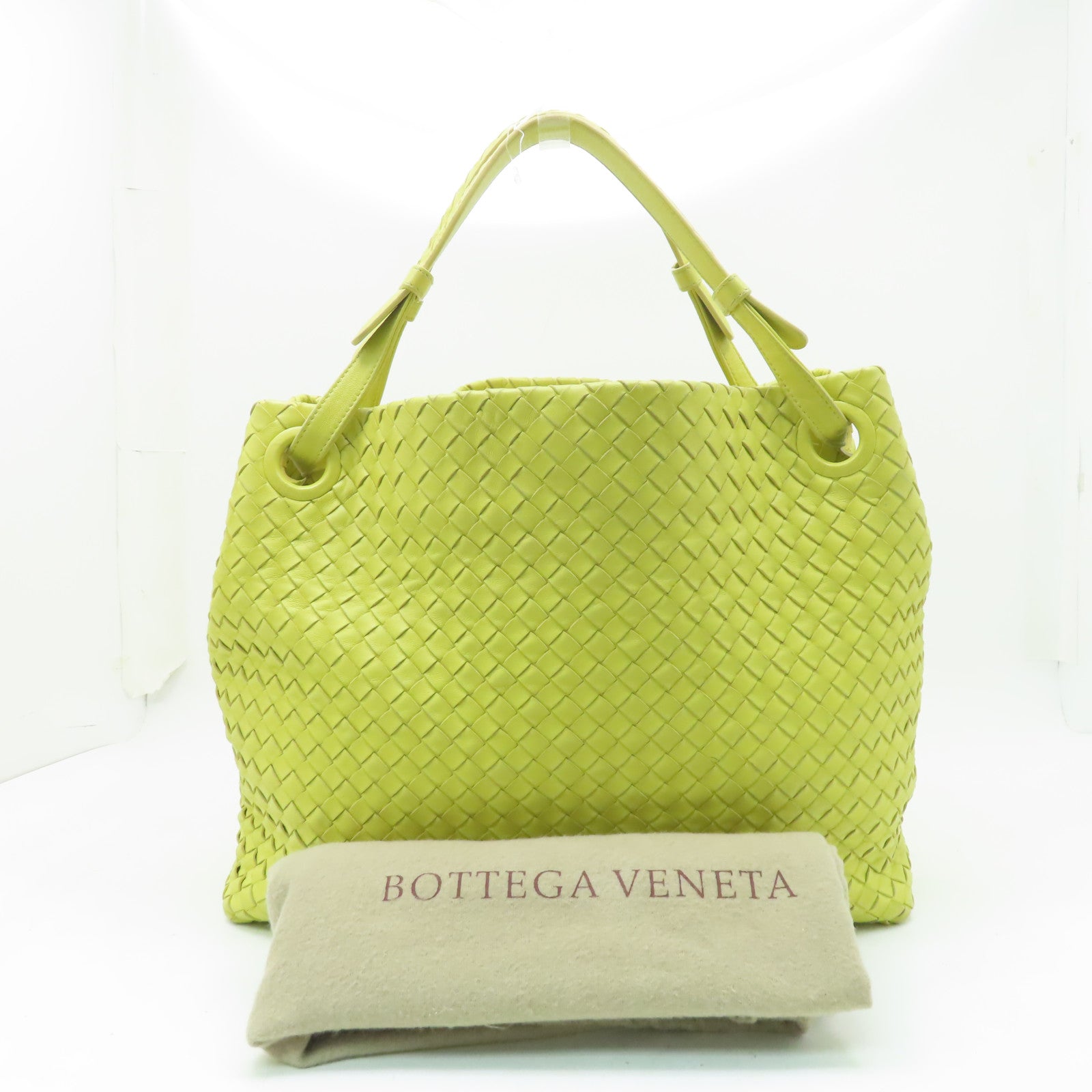BOTTEGA VENETA 羊皮皮革Handbag黑扣手挽袋黃色