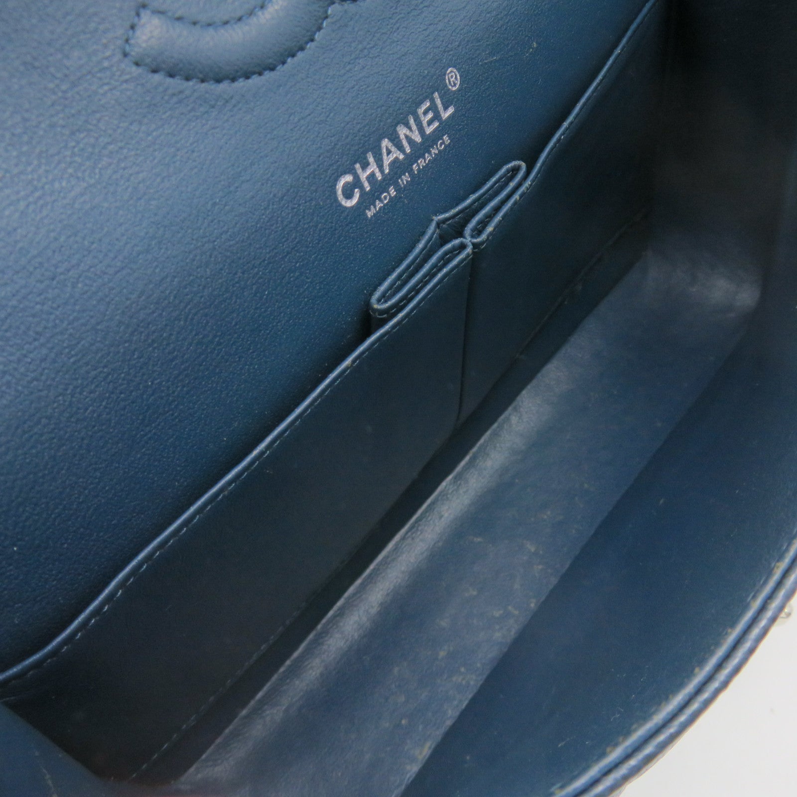 CHANEL Caviar Leather Classic 25cm Chain Shoulder Bag Silver Buckle Chain Shoulder Bag Green Blue