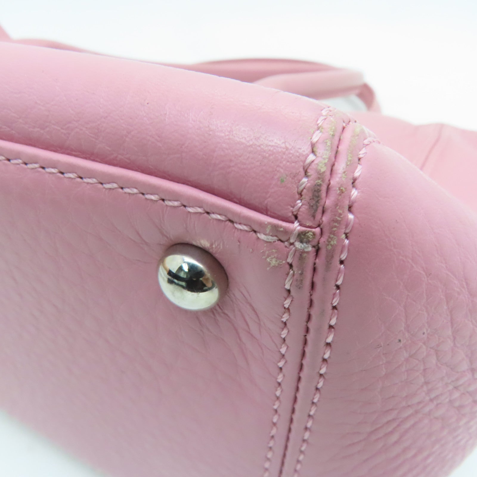 CHANEL 【激減優惠】牛皮皮革Shoulder Bag銀扣肩背袋粉紅色