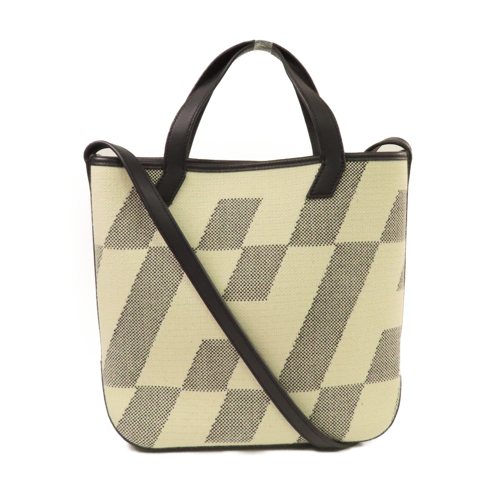 HERMES 帆布Cabas H 2Way Shoulder Bag手挽肩背兩用袋黑色/杏色