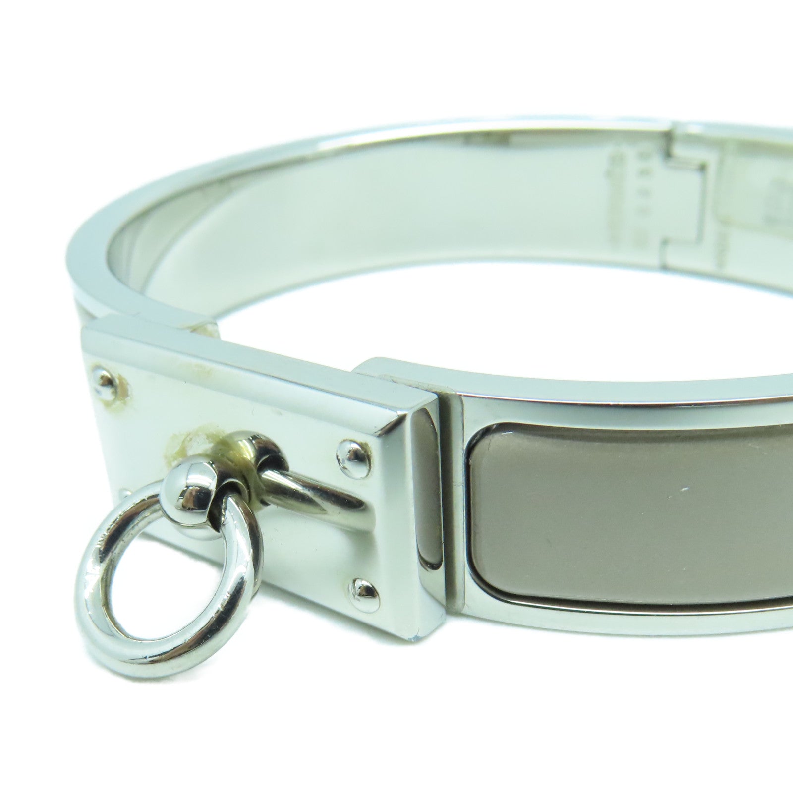 HERMES 金屬Clic Anneau Bracelet手鐲銀色/灰色