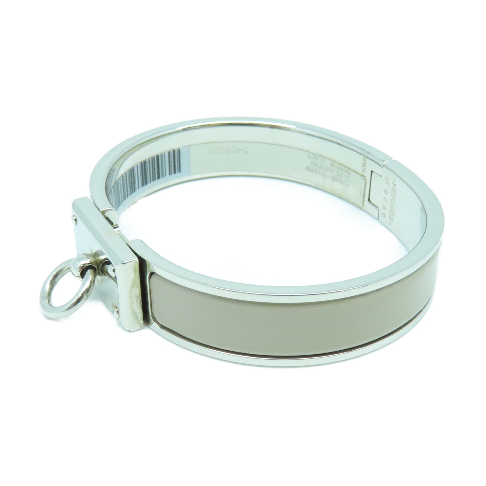 HERMES 金屬Clic Anneau Bracelet手鐲銀色/灰色