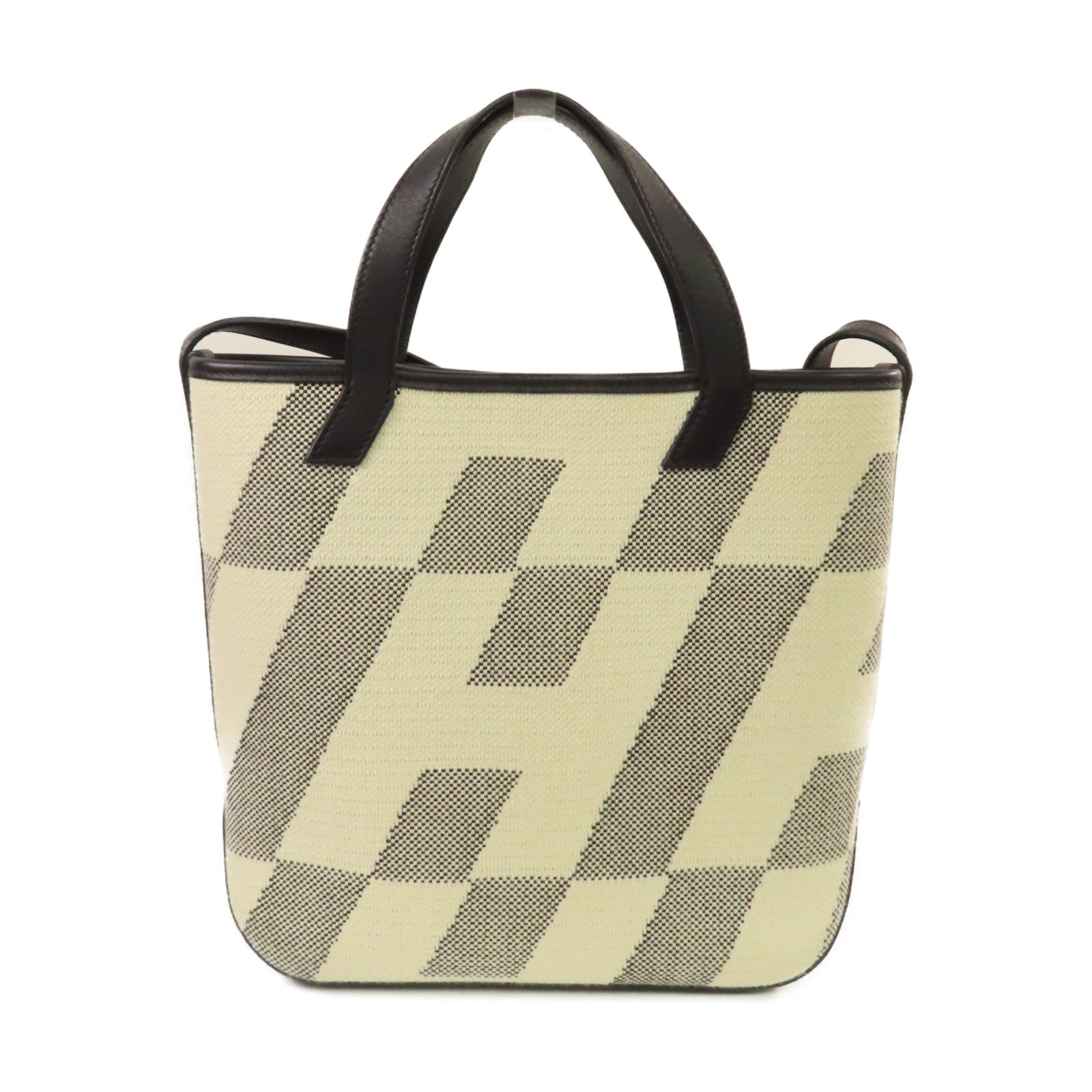 HERMES 帆布Cabas H 2Way Shoulder Bag手挽肩背兩用袋黑色/杏色