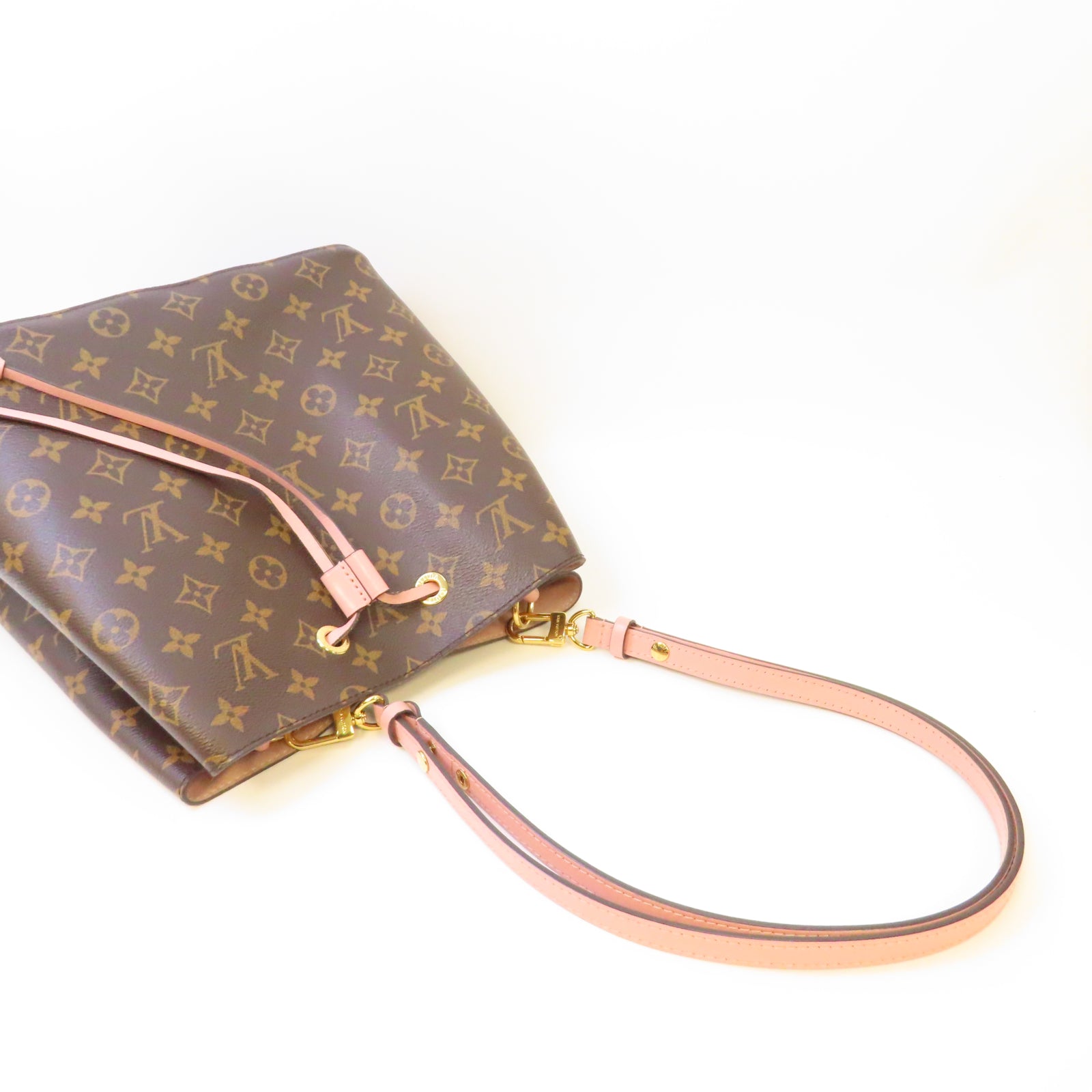 LOUIS VUITTON Monogram Noe金扣肩背袋啡色/粉紅色