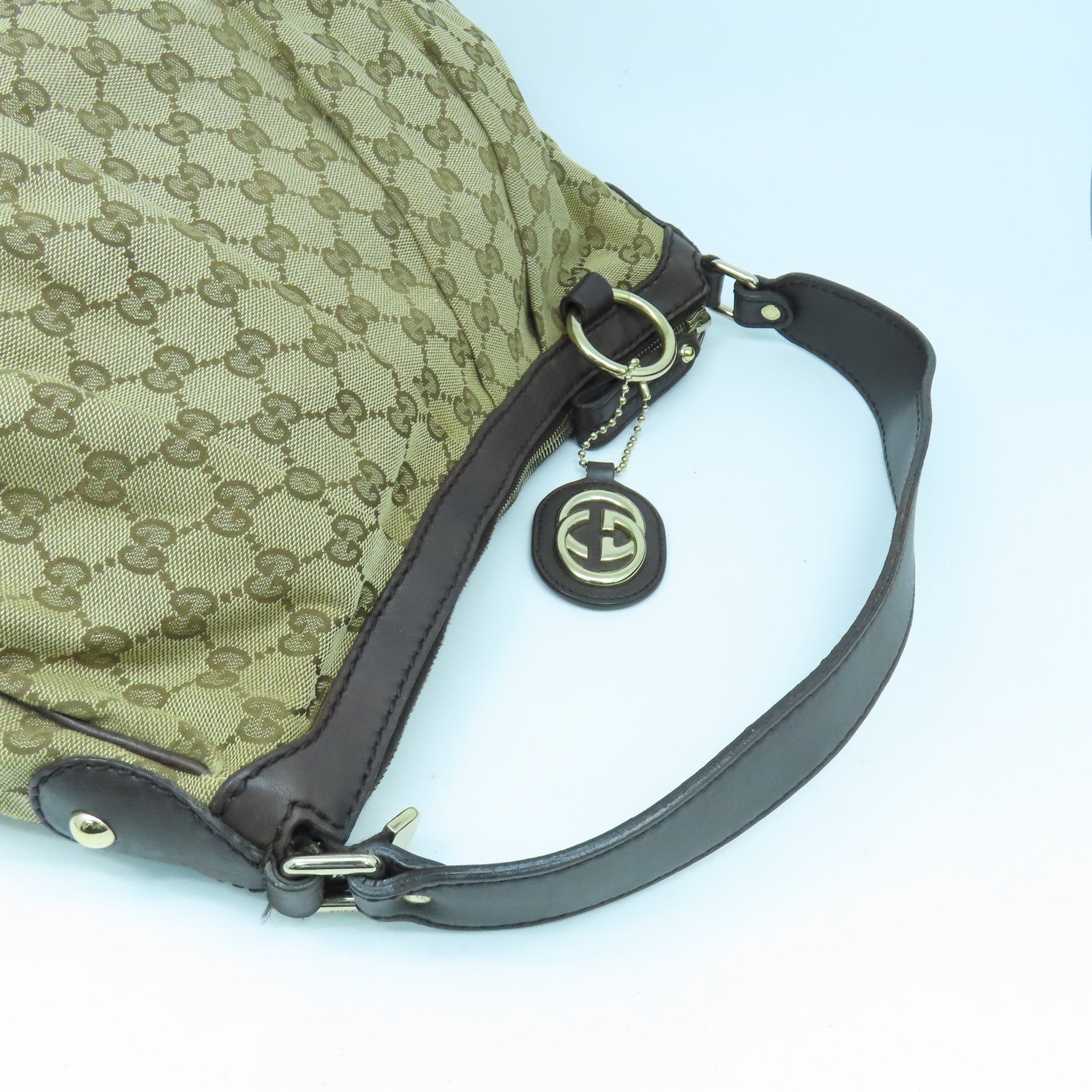 GUCCI 帆布Shoulder Bag金扣肩背袋啡色