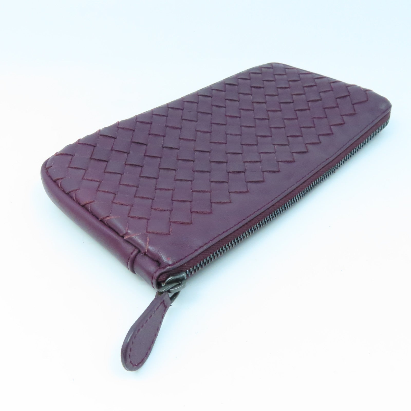BOTTEGA VENETA Textured Leather Pouch Clutch Purple
