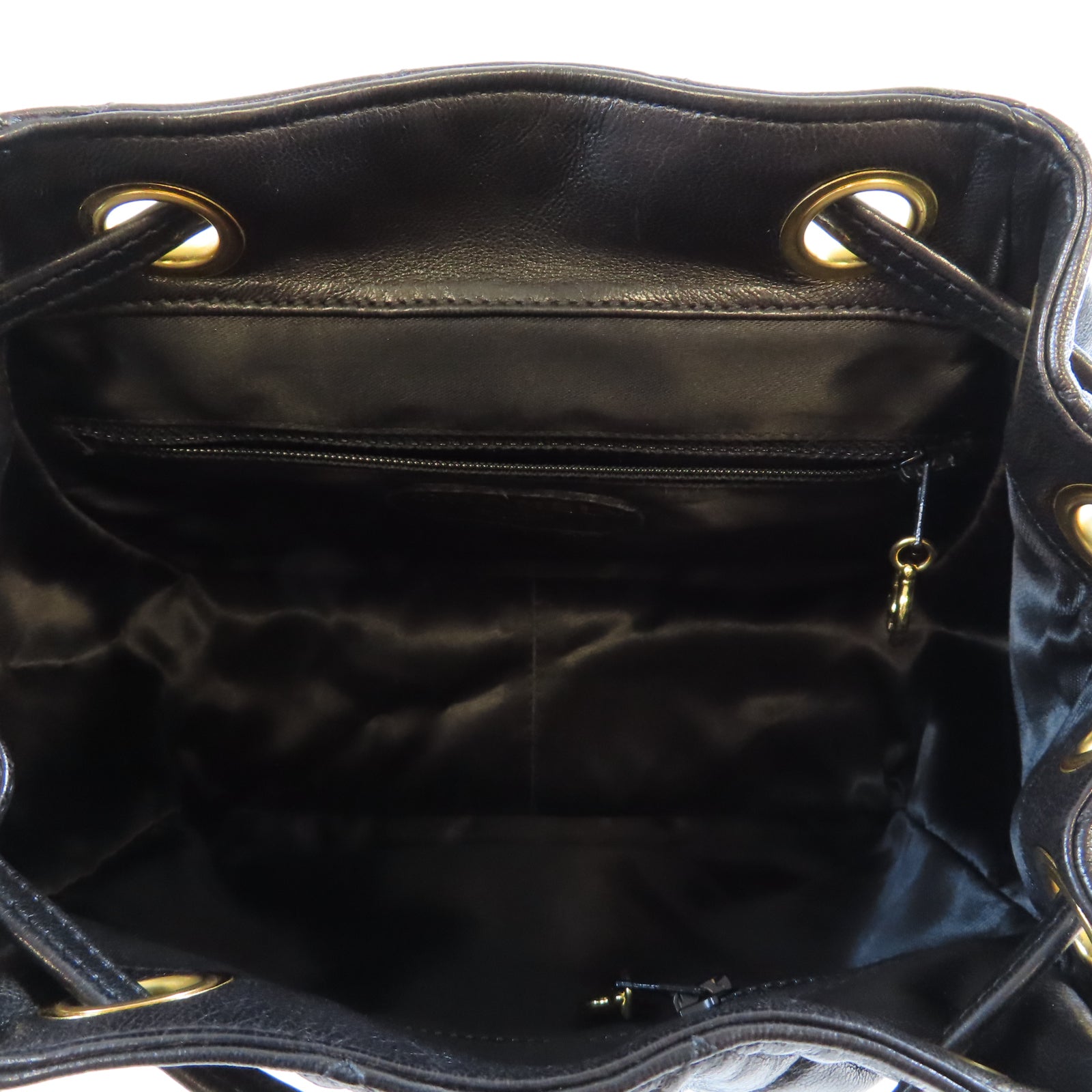 CHANEL 菱格羊皮皮革Vintage Backpack金扣背包黑色