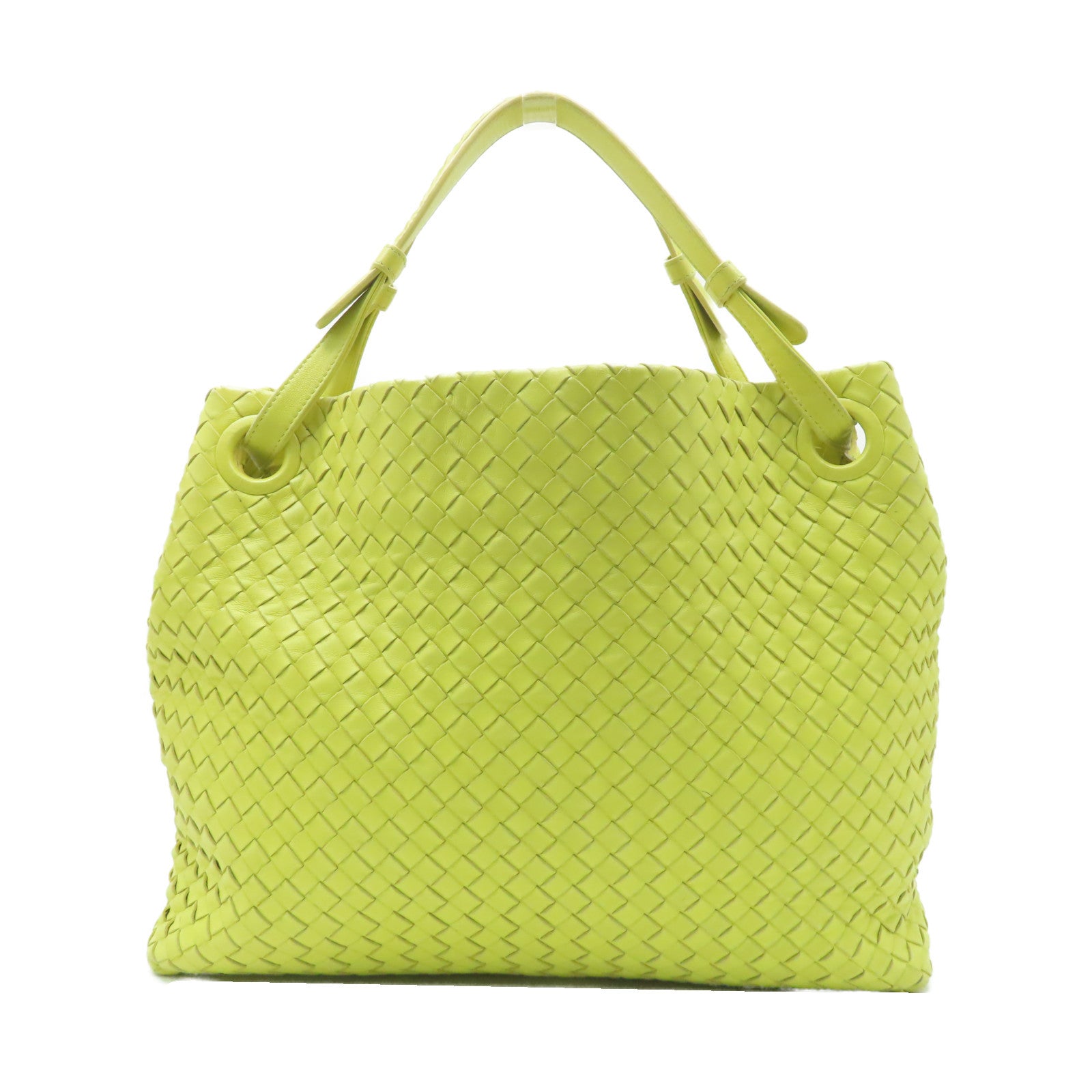 BOTTEGA VENETA 羊皮皮革Handbag黑扣手挽袋黃色