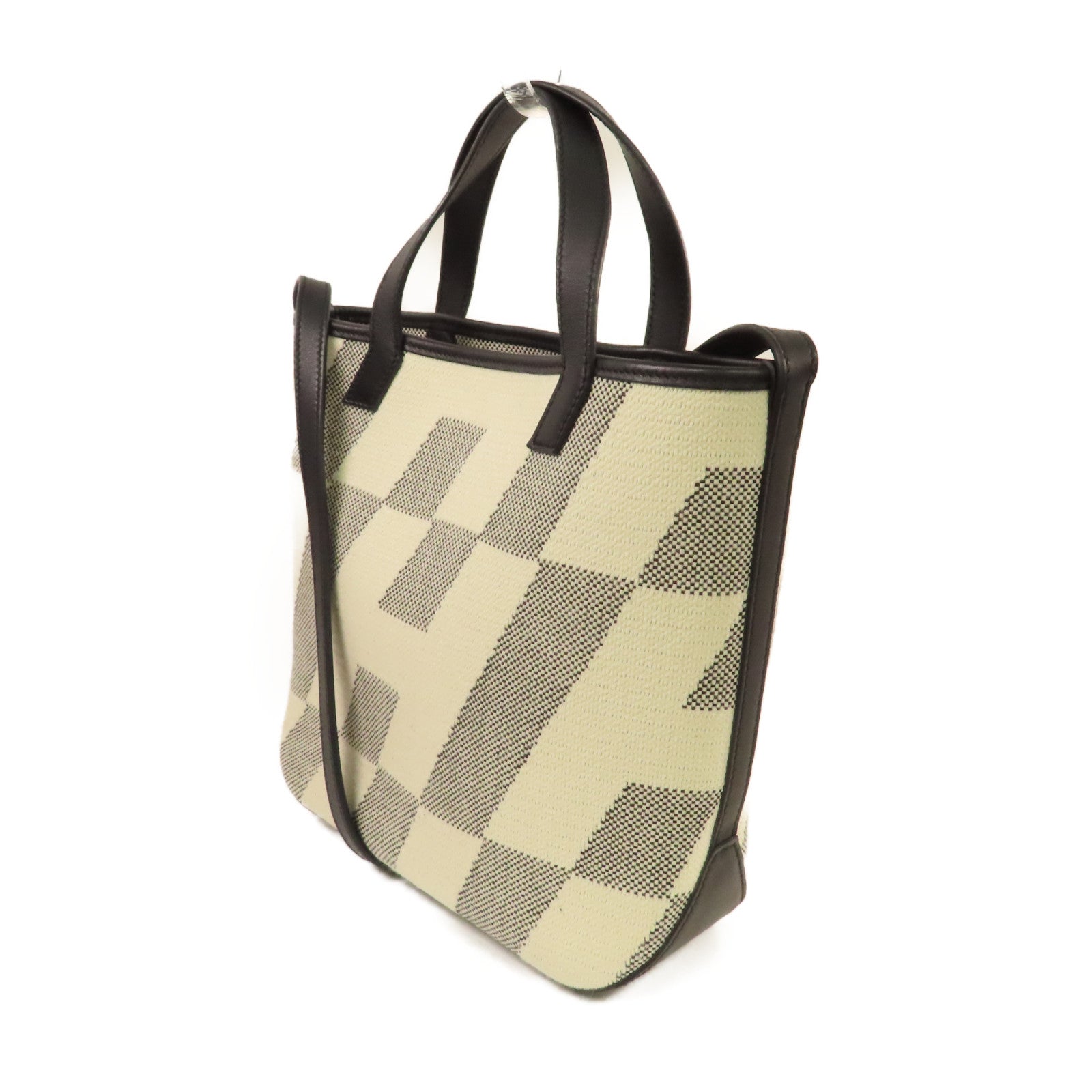 HERMES 帆布Cabas H 2Way Shoulder Bag手挽肩背兩用袋黑色/杏色