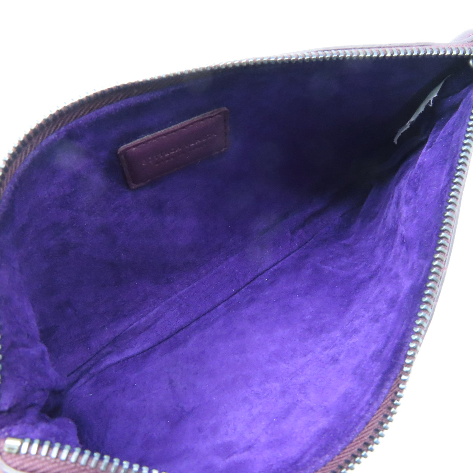 BOTTEGA VENETA Textured Leather Pouch Clutch Purple