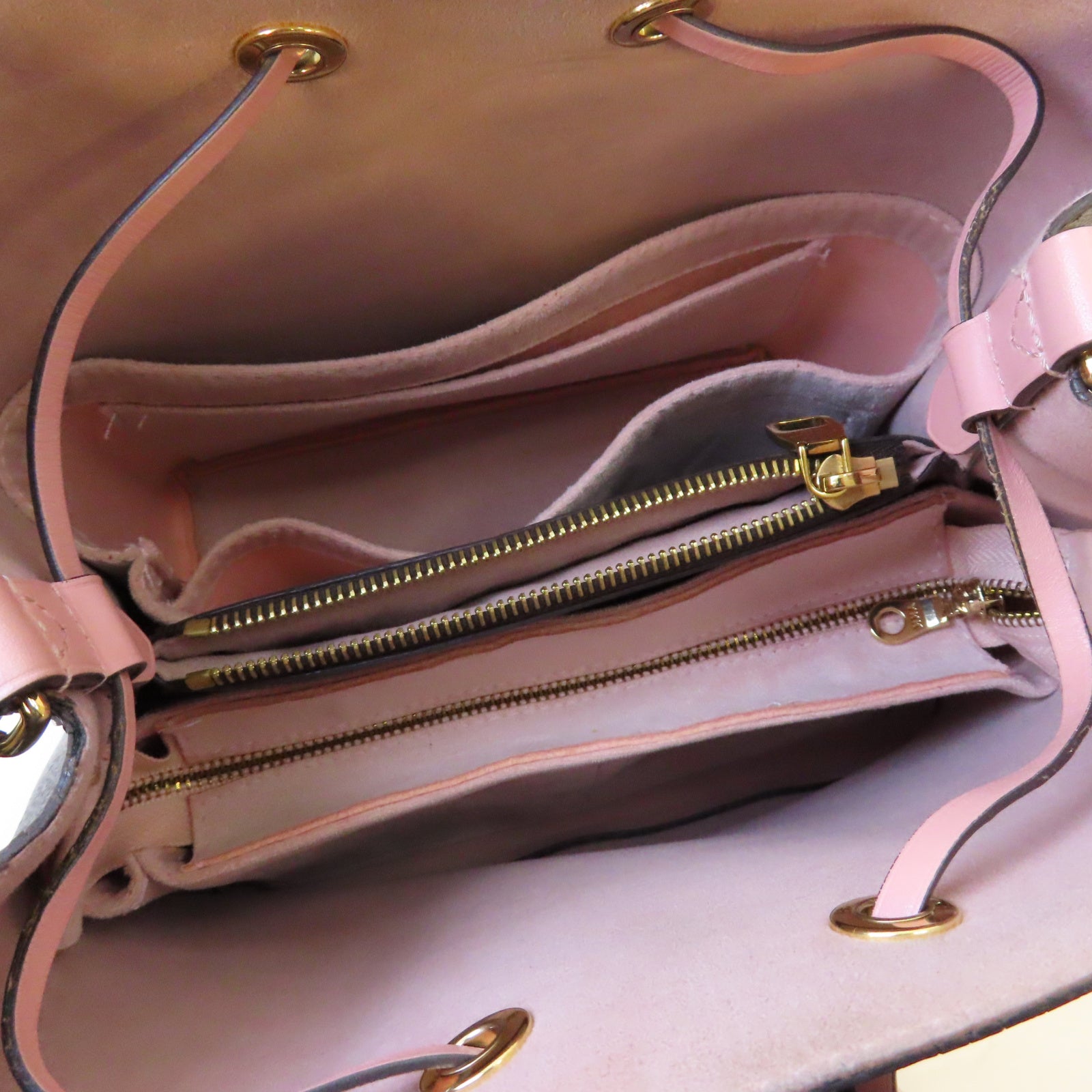 LOUIS VUITTON Monogram Noe金扣肩背袋啡色/粉紅色