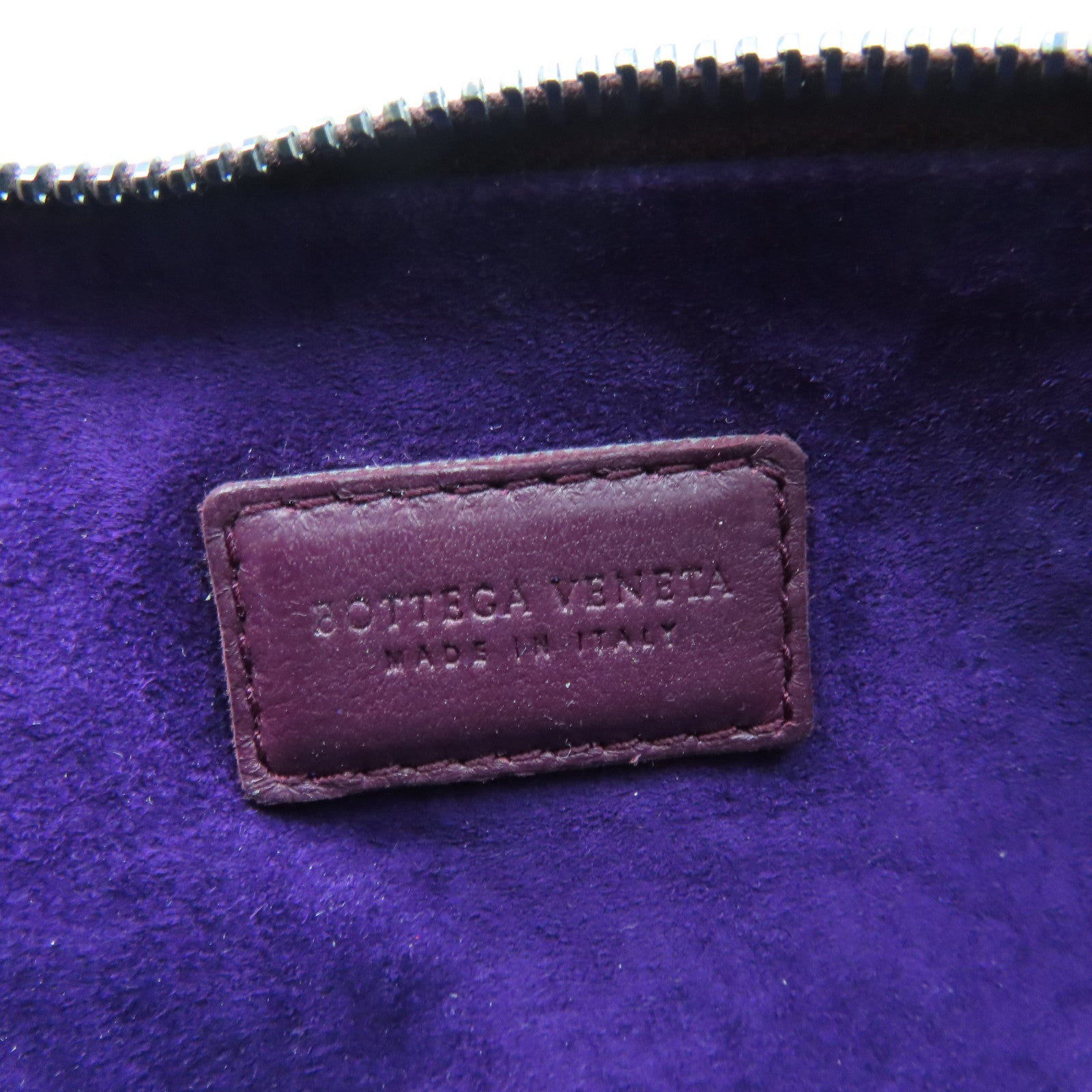 BOTTEGA VENETA Textured Leather Pouch Clutch Purple