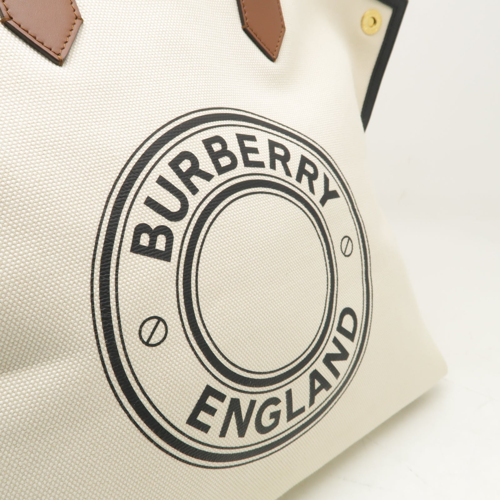 BURBERRY 帆布/皮革Shoulder Tote Bag金扣手挽袋米白色/黑色/啡色