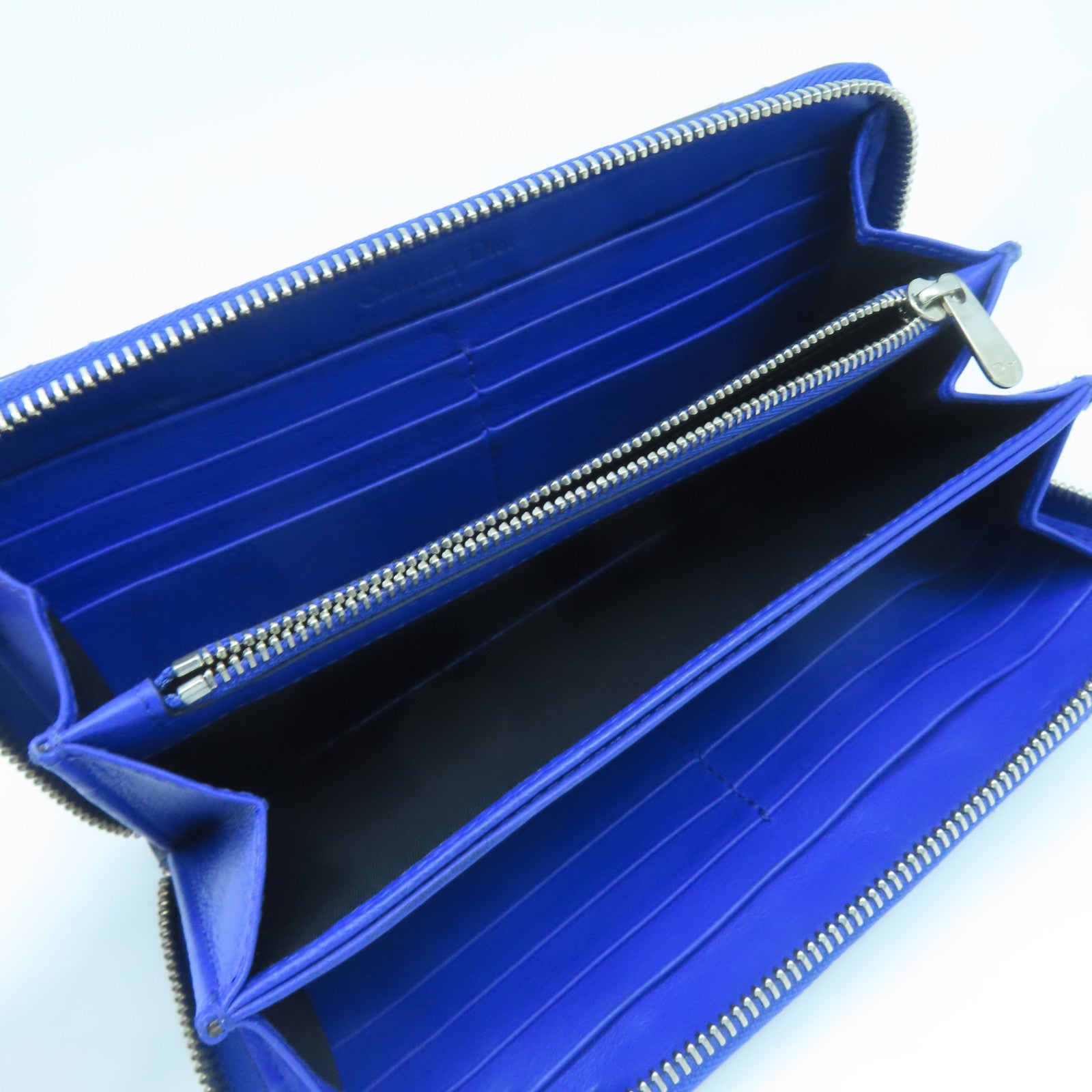 Dior Patent Leather Dior Long Wallet Silver Buckle Long Wallet Blue