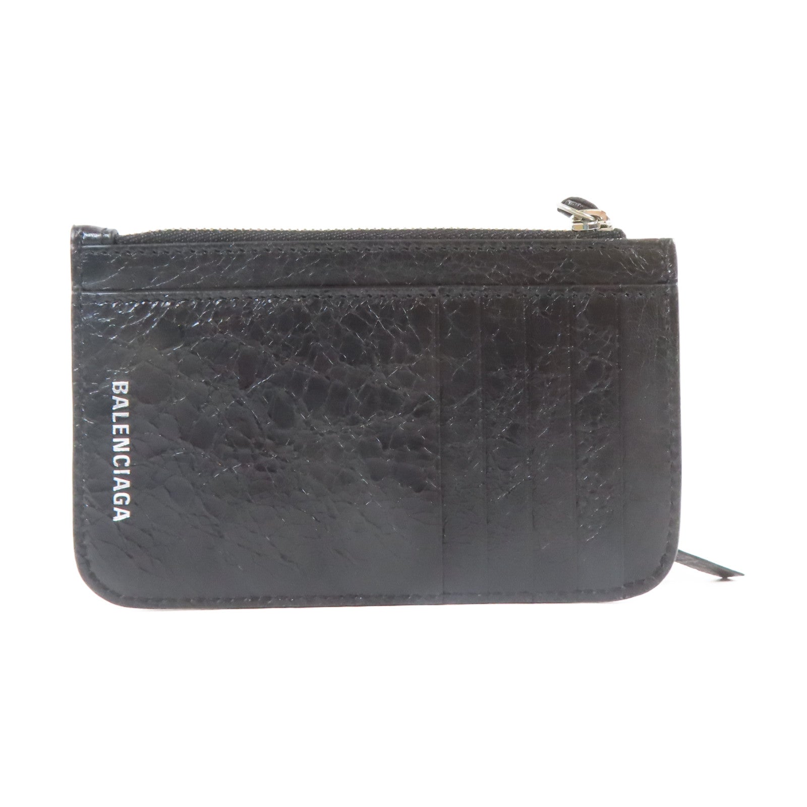 BALENCIAGA 牛皮皮革Card Case銀扣卡片套黑色