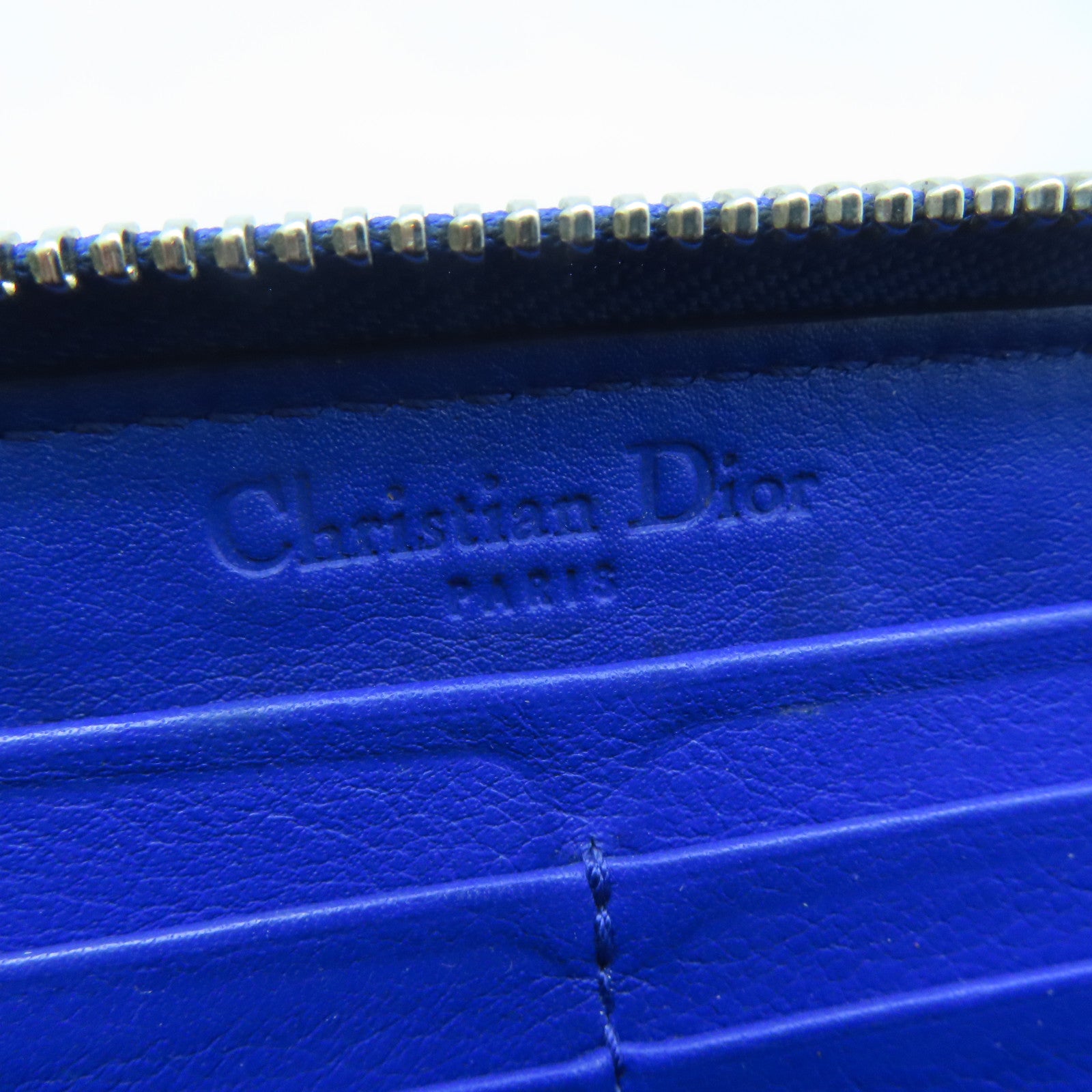 Dior Patent Leather Dior Long Wallet Silver Buckle Long Wallet Blue