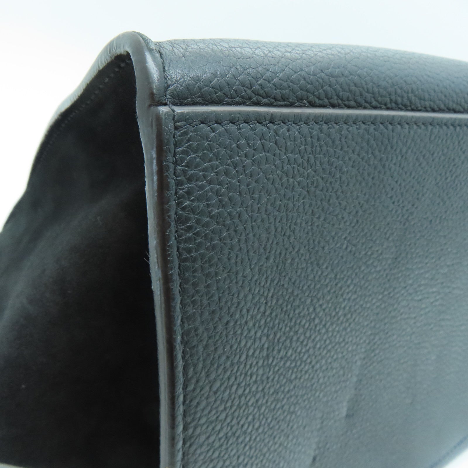 CELINE 牛皮/麂皮皮革Trapeze銀扣手挽肩背兩用袋黑色