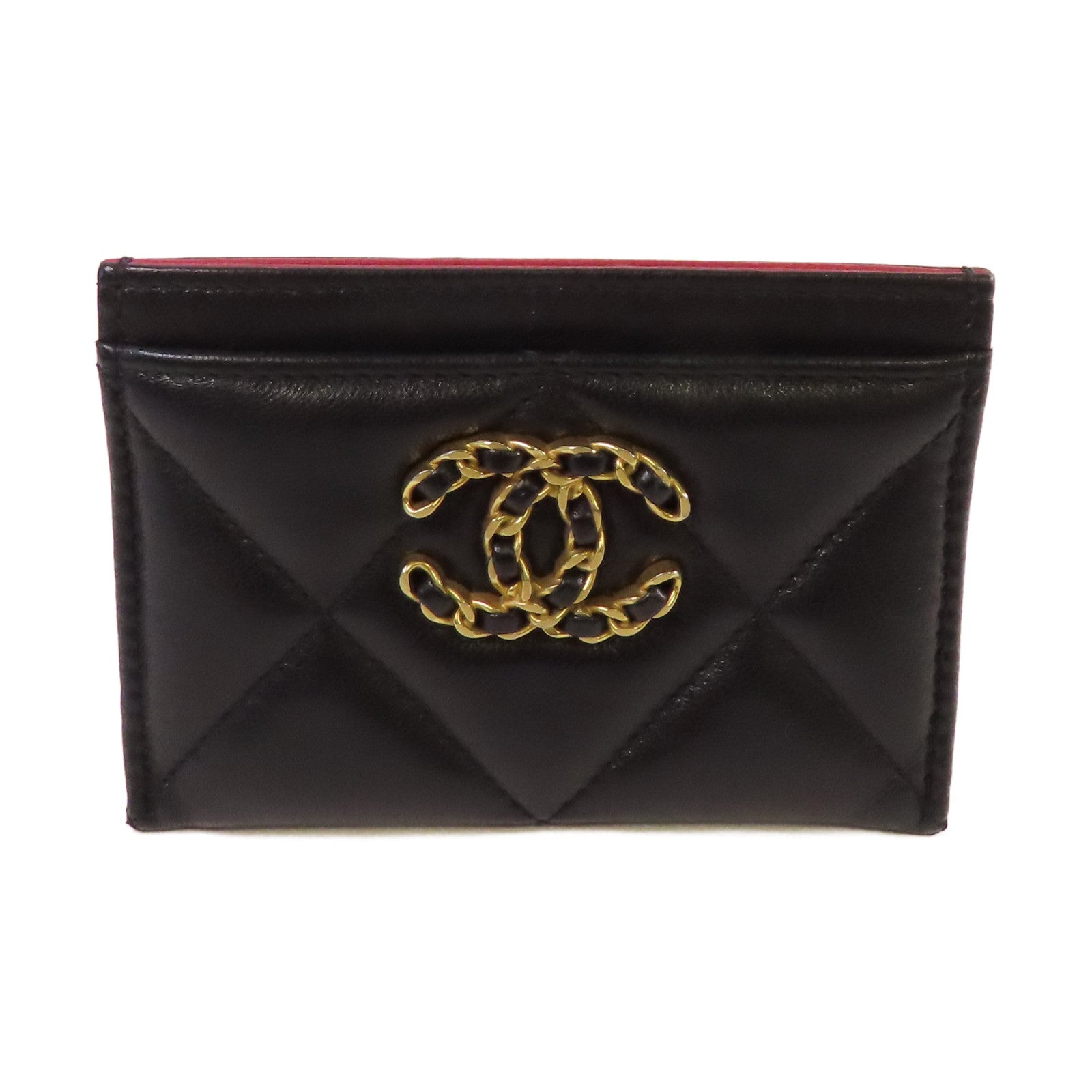 CHANEL 菱格羊皮皮革Card Case卡片套黑色