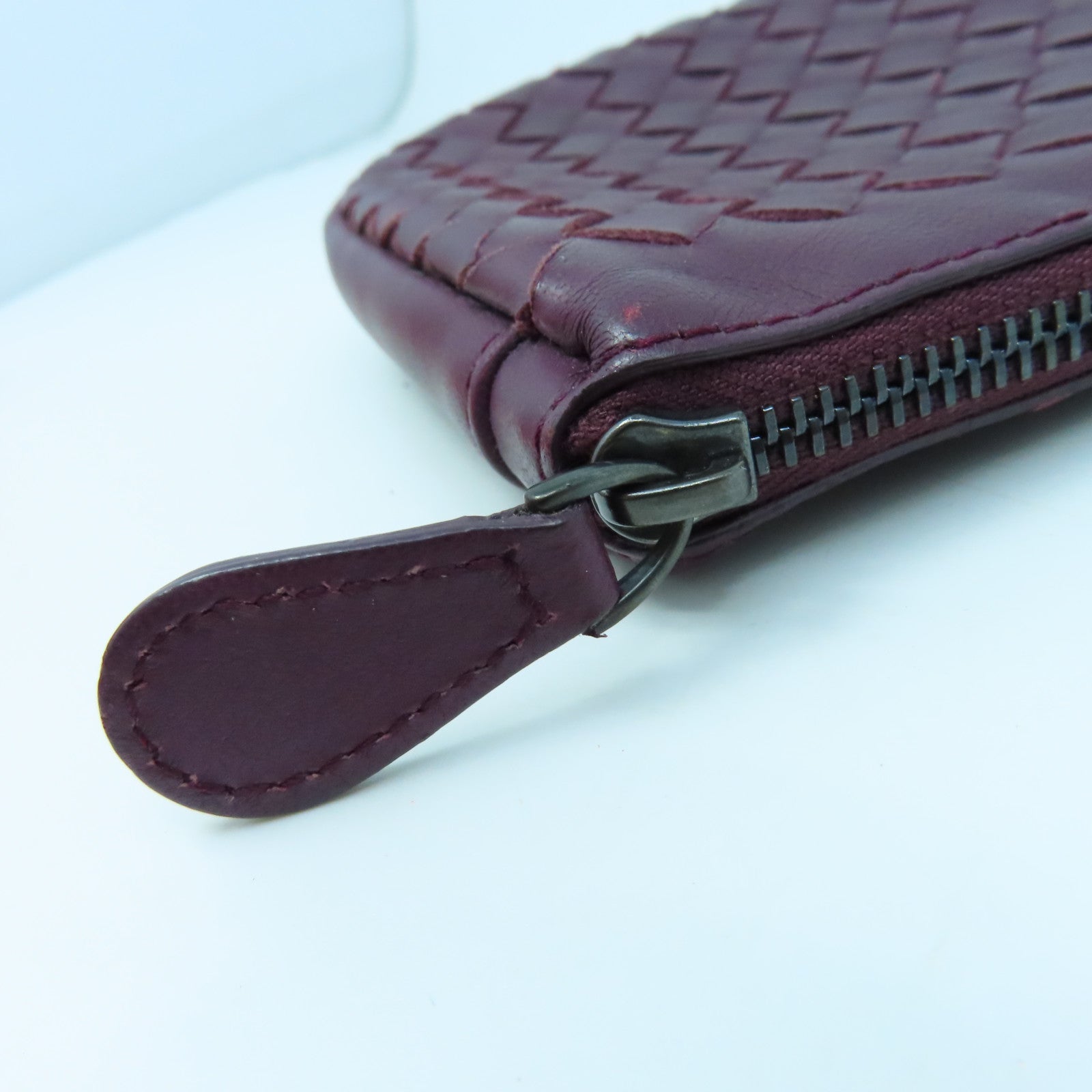 BOTTEGA VENETA Textured Leather Pouch Clutch Purple