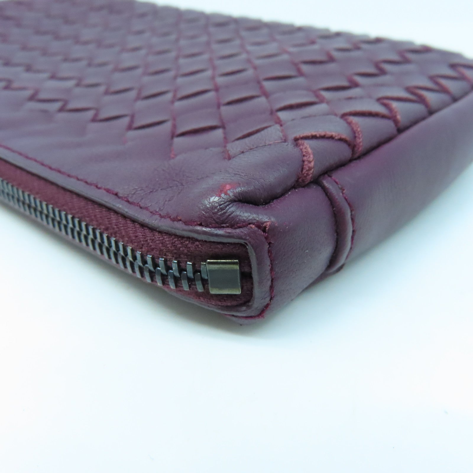 BOTTEGA VENETA Textured Leather Pouch Clutch Purple