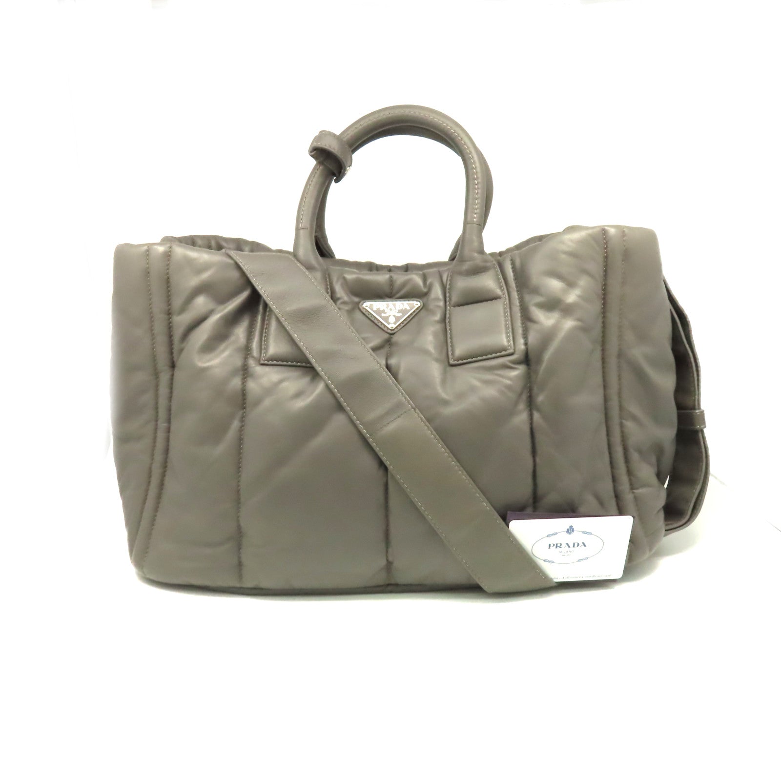 PRADA 羊皮皮革Nappa Bomber 2Way Shoulder Bag手挽肩背兩用袋灰色