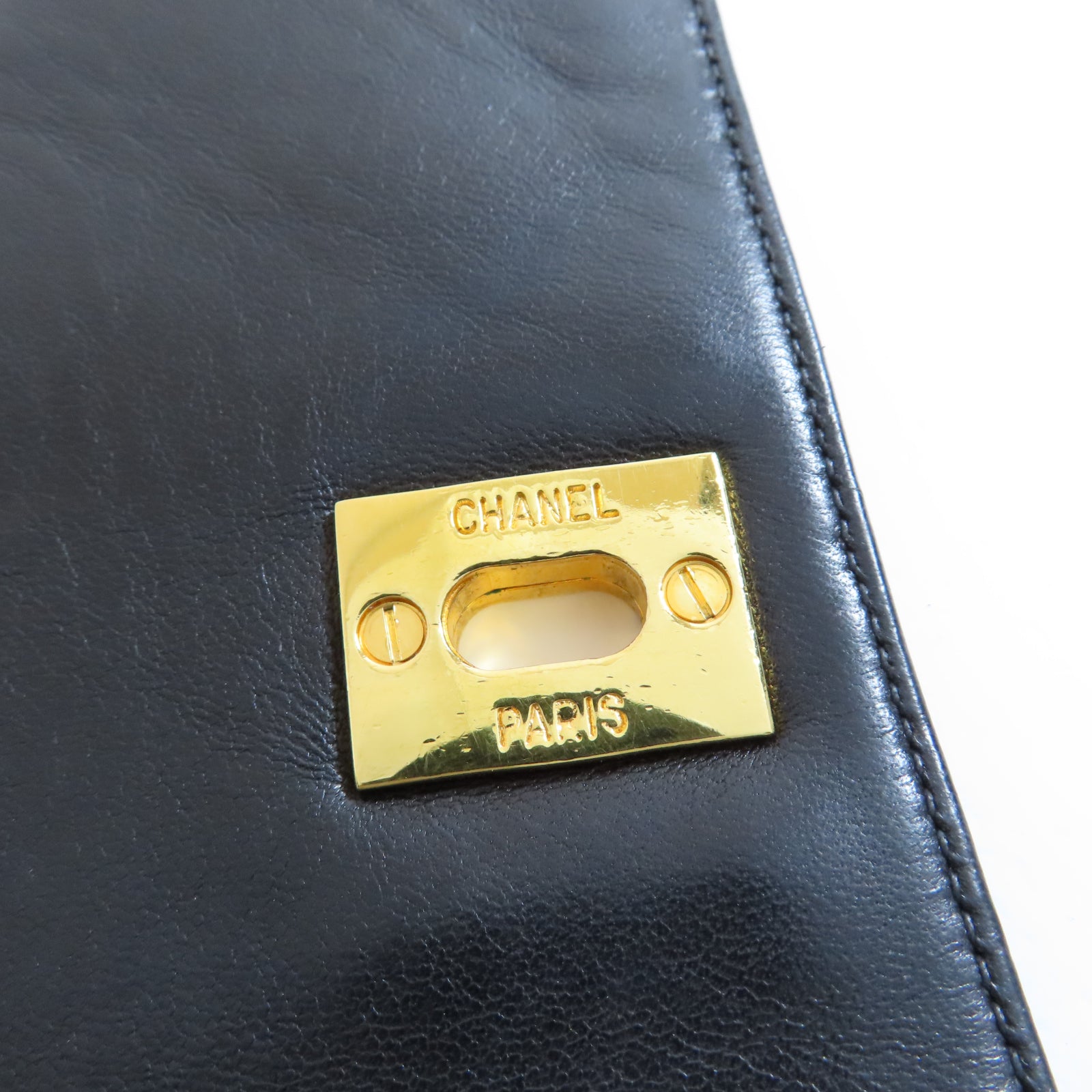 CHANEL 菱格羊皮皮革Vintage Backpack金扣背包黑色