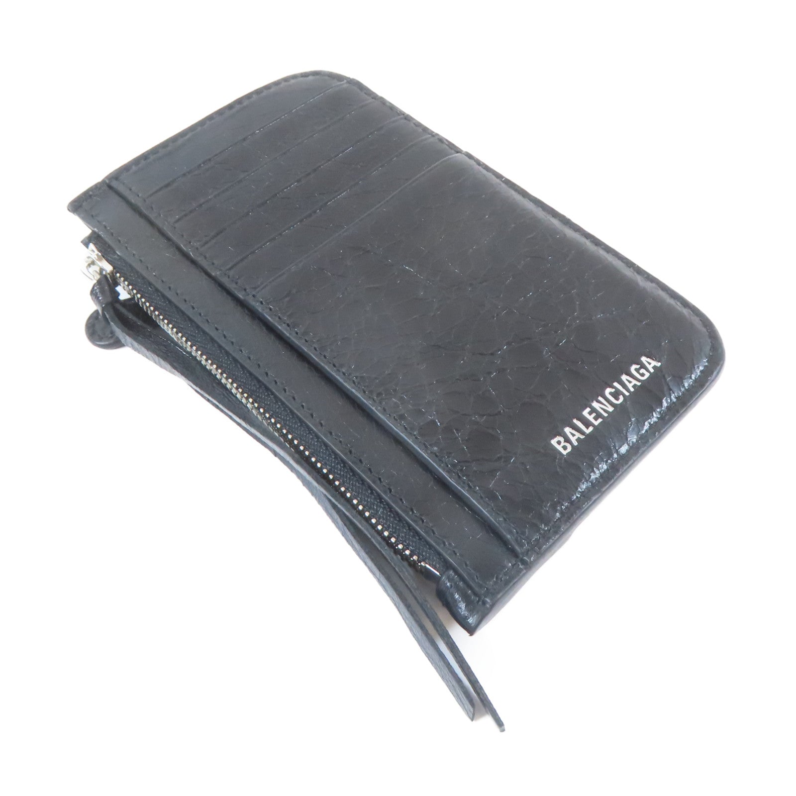 BALENCIAGA 牛皮皮革Card Case銀扣卡片套黑色