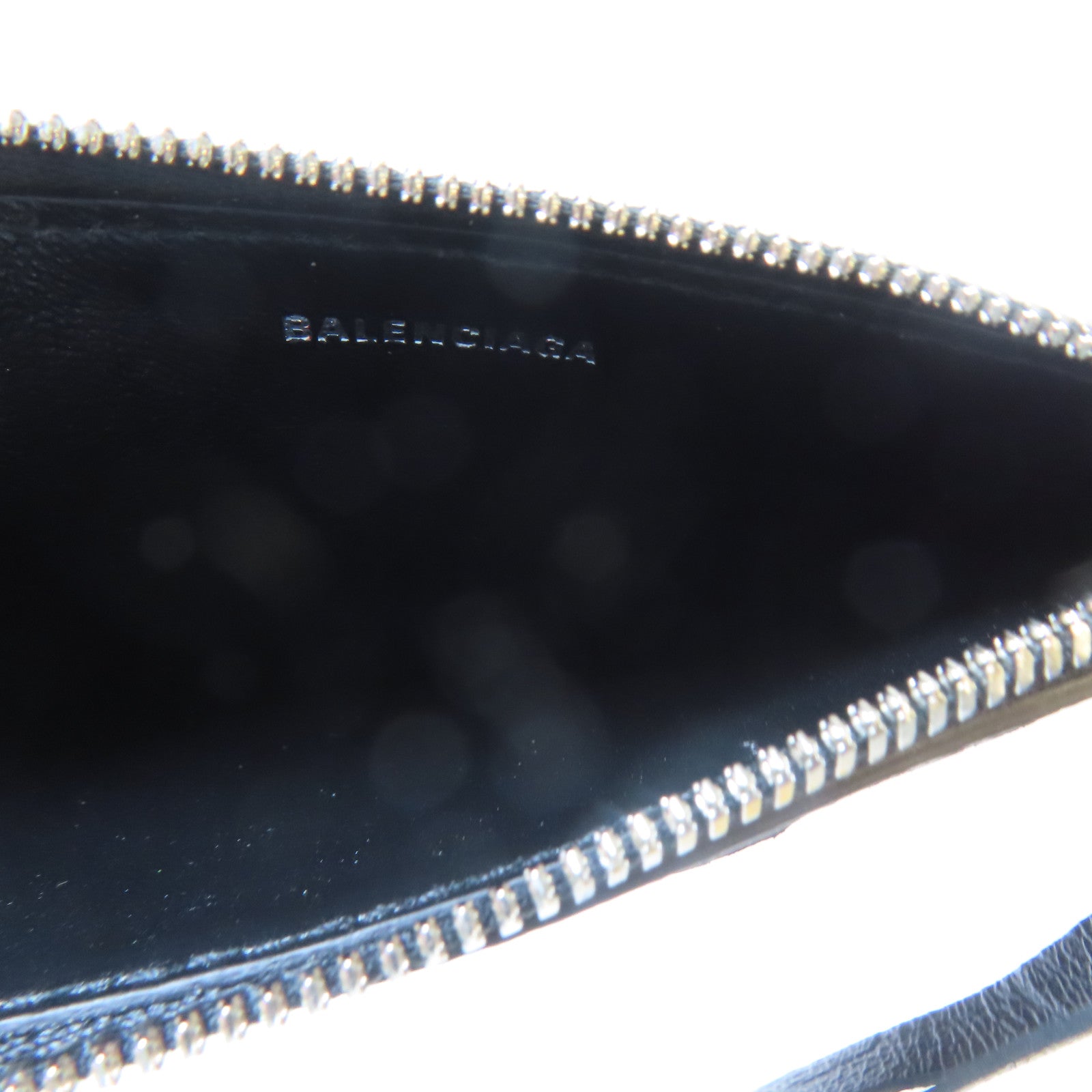 BALENCIAGA 牛皮皮革Card Case銀扣卡片套黑色