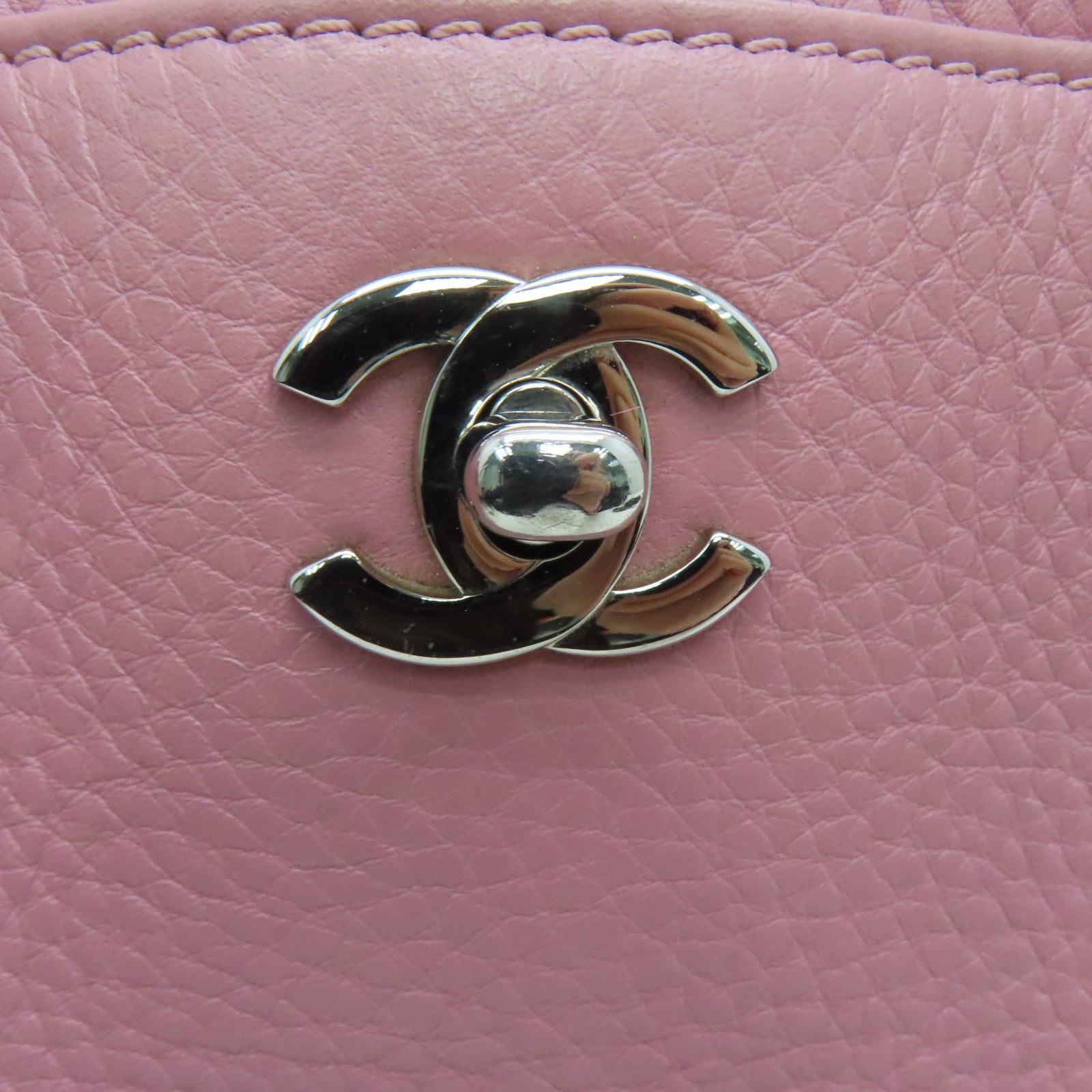 CHANEL 【激減優惠】牛皮皮革Shoulder Bag銀扣肩背袋粉紅色