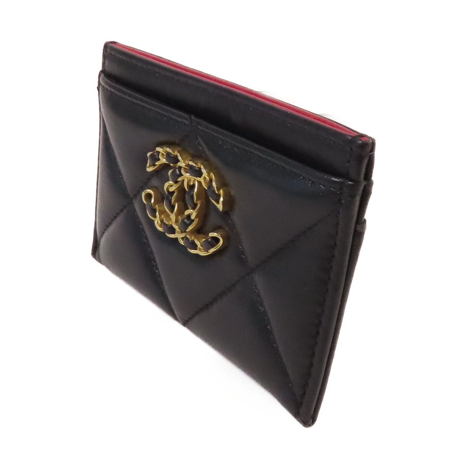 CHANEL 菱格羊皮皮革Card Case卡片套黑色