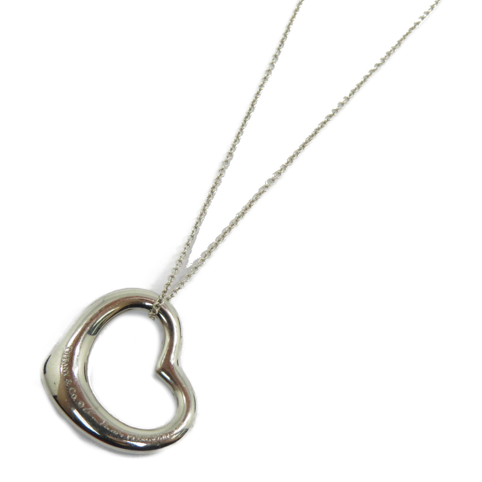 TIFFANY＆CO PT950鉑金/925純銀Open Heart Diamond Necklace鑽石項鍊
