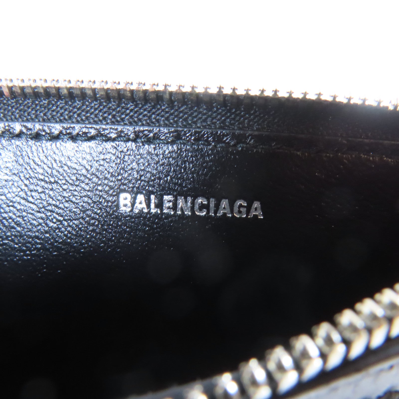 BALENCIAGA 牛皮皮革Card Case銀扣卡片套黑色