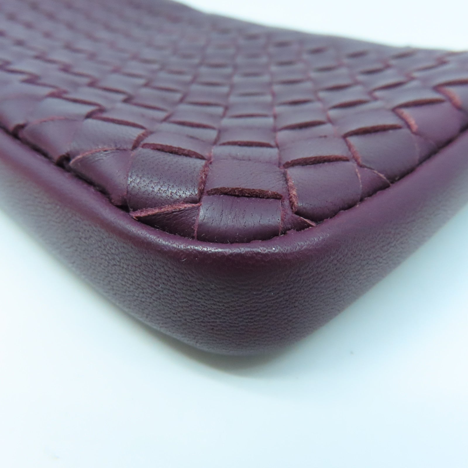 BOTTEGA VENETA Textured Leather Pouch Clutch Purple