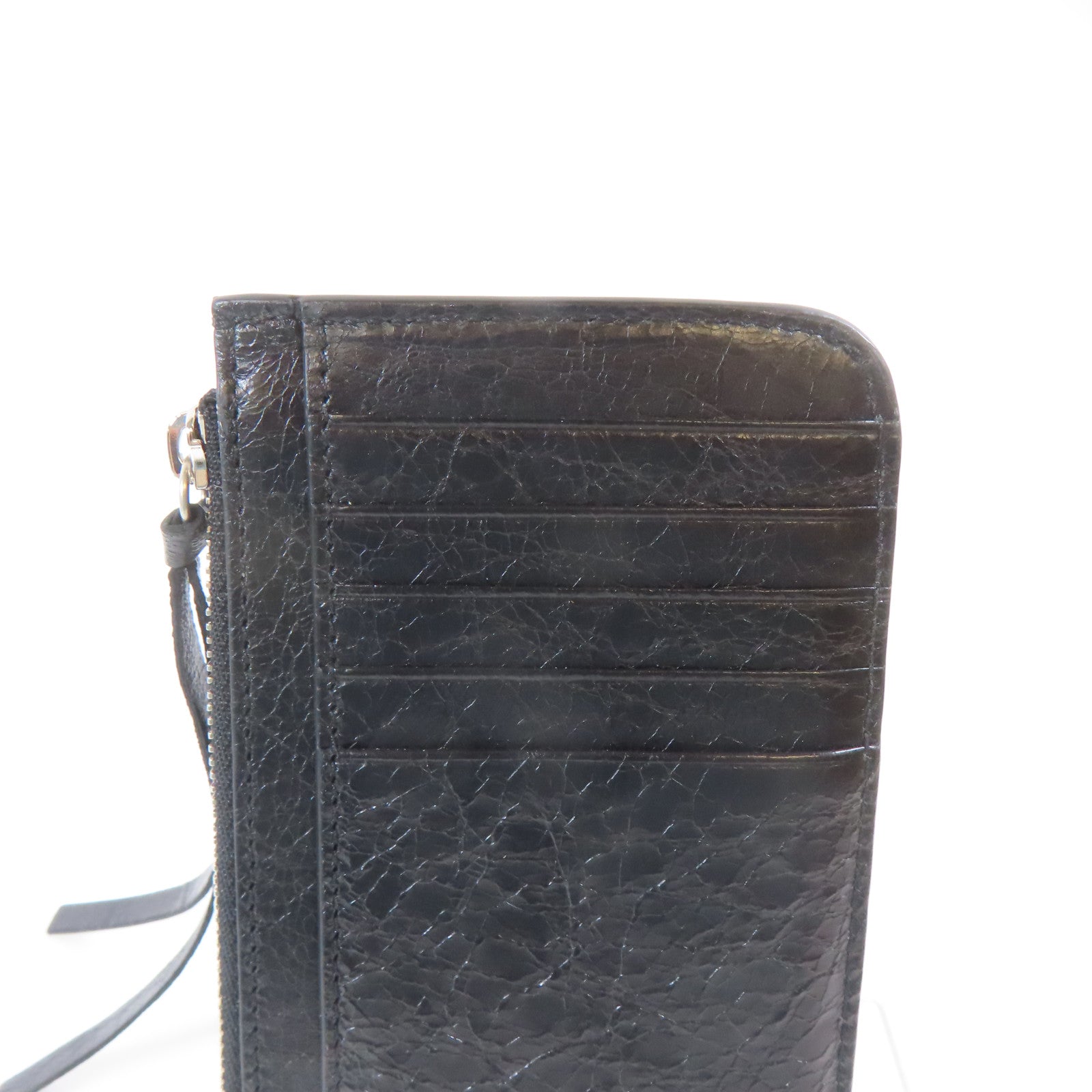 BALENCIAGA 牛皮皮革Card Case銀扣卡片套黑色