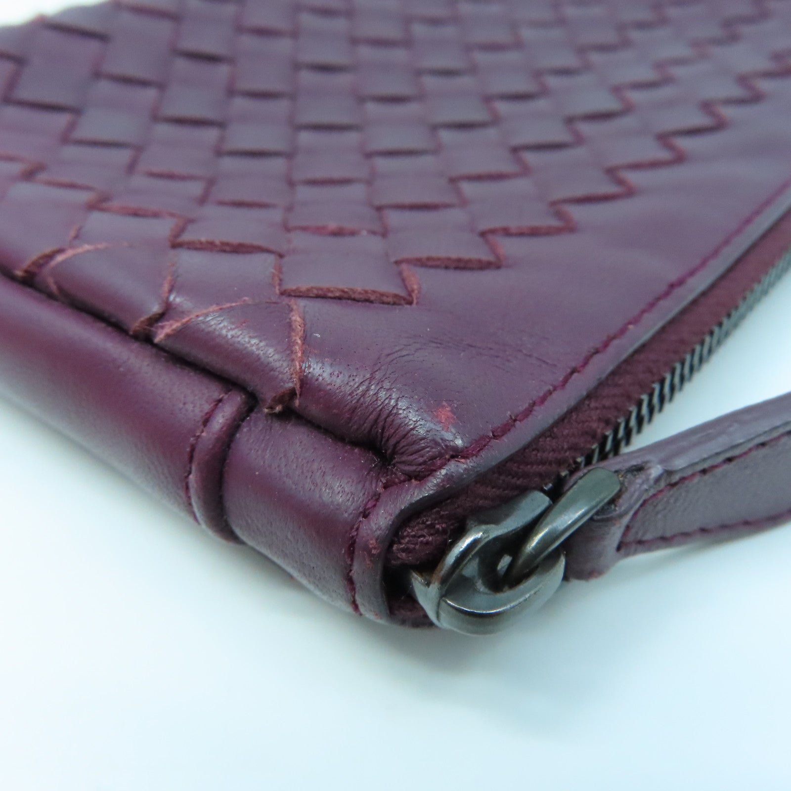 BOTTEGA VENETA Textured Leather Pouch Clutch Purple