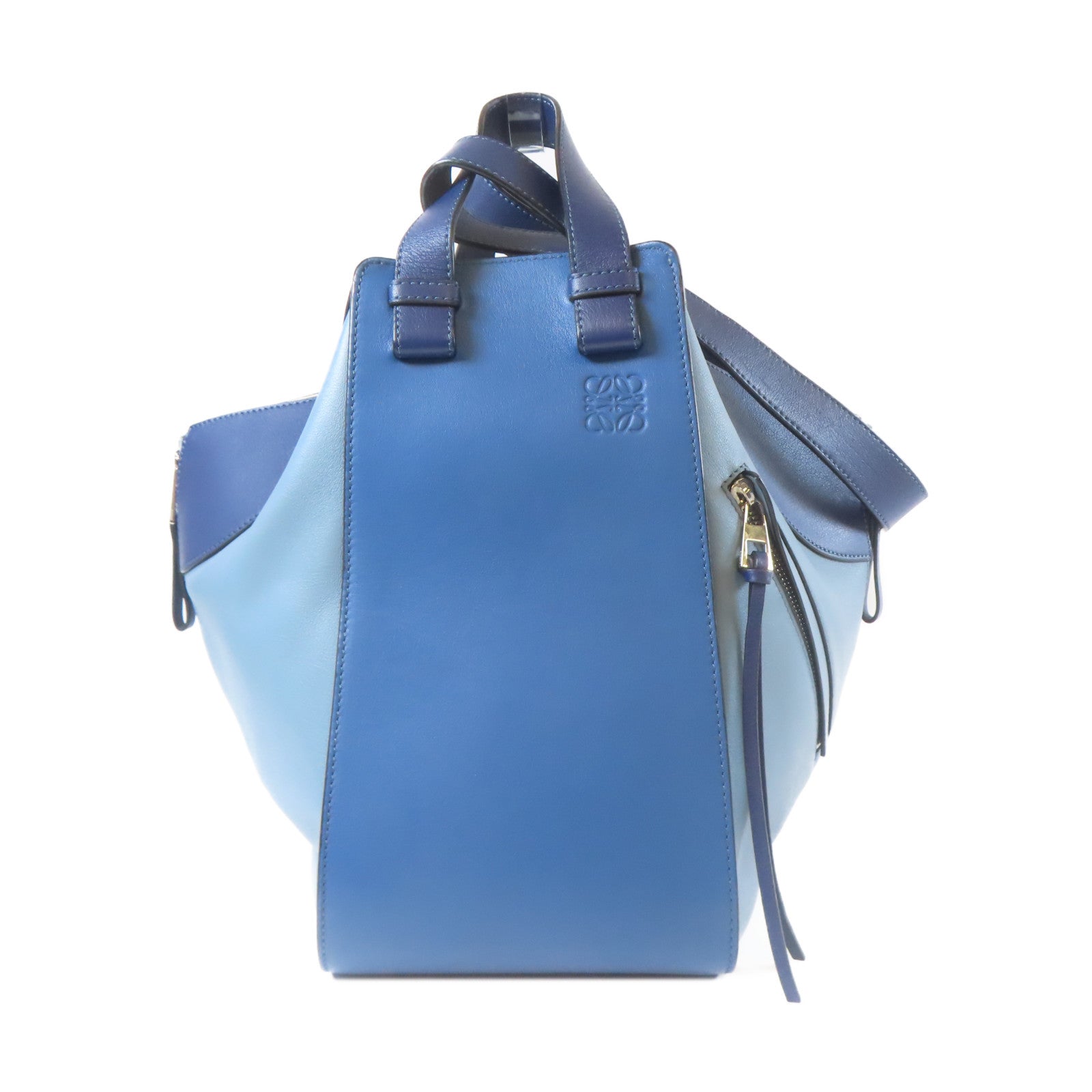 LOEWE 牛皮皮革Hammock銀扣肩背袋藍色