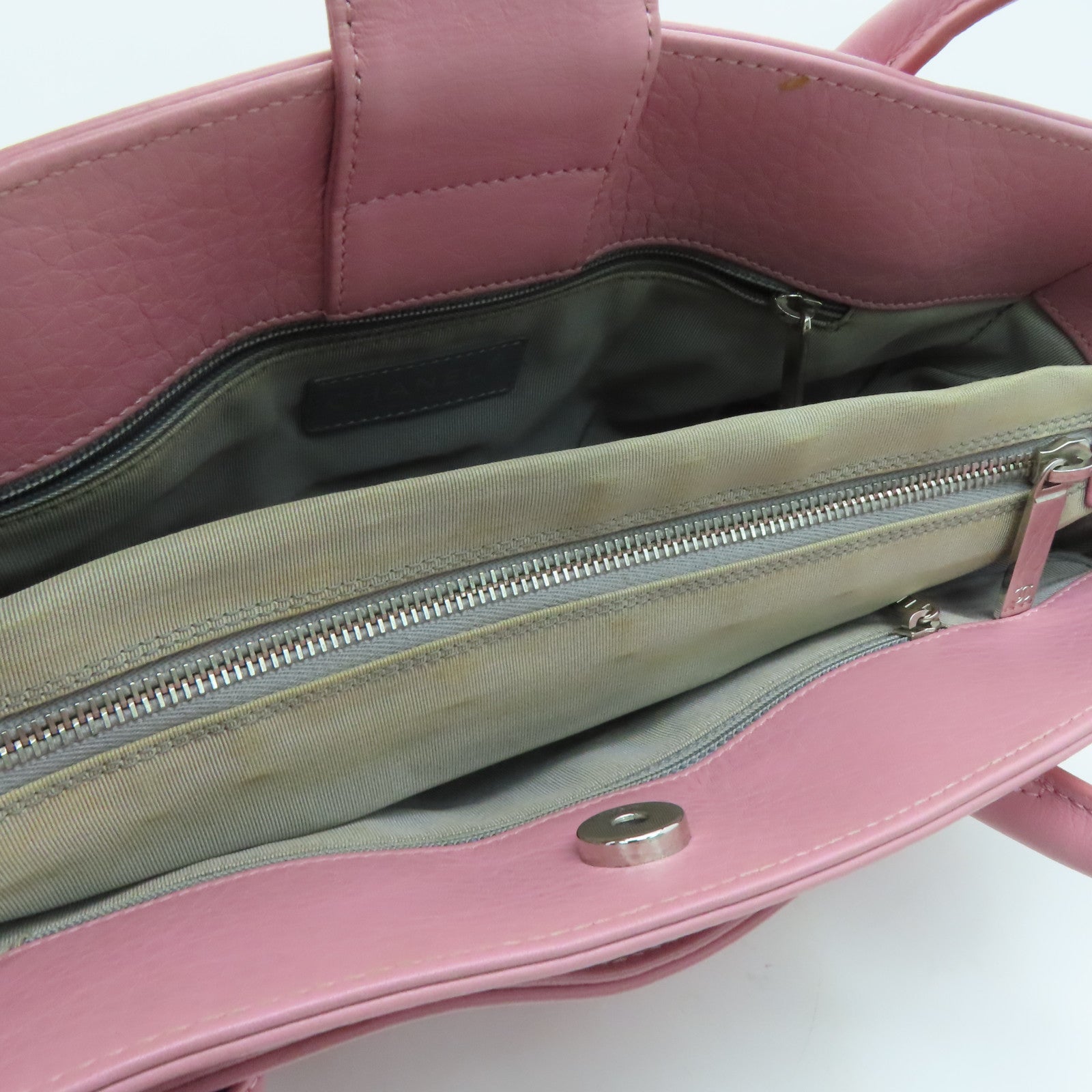 CHANEL 【激減優惠】牛皮皮革Shoulder Bag銀扣肩背袋粉紅色