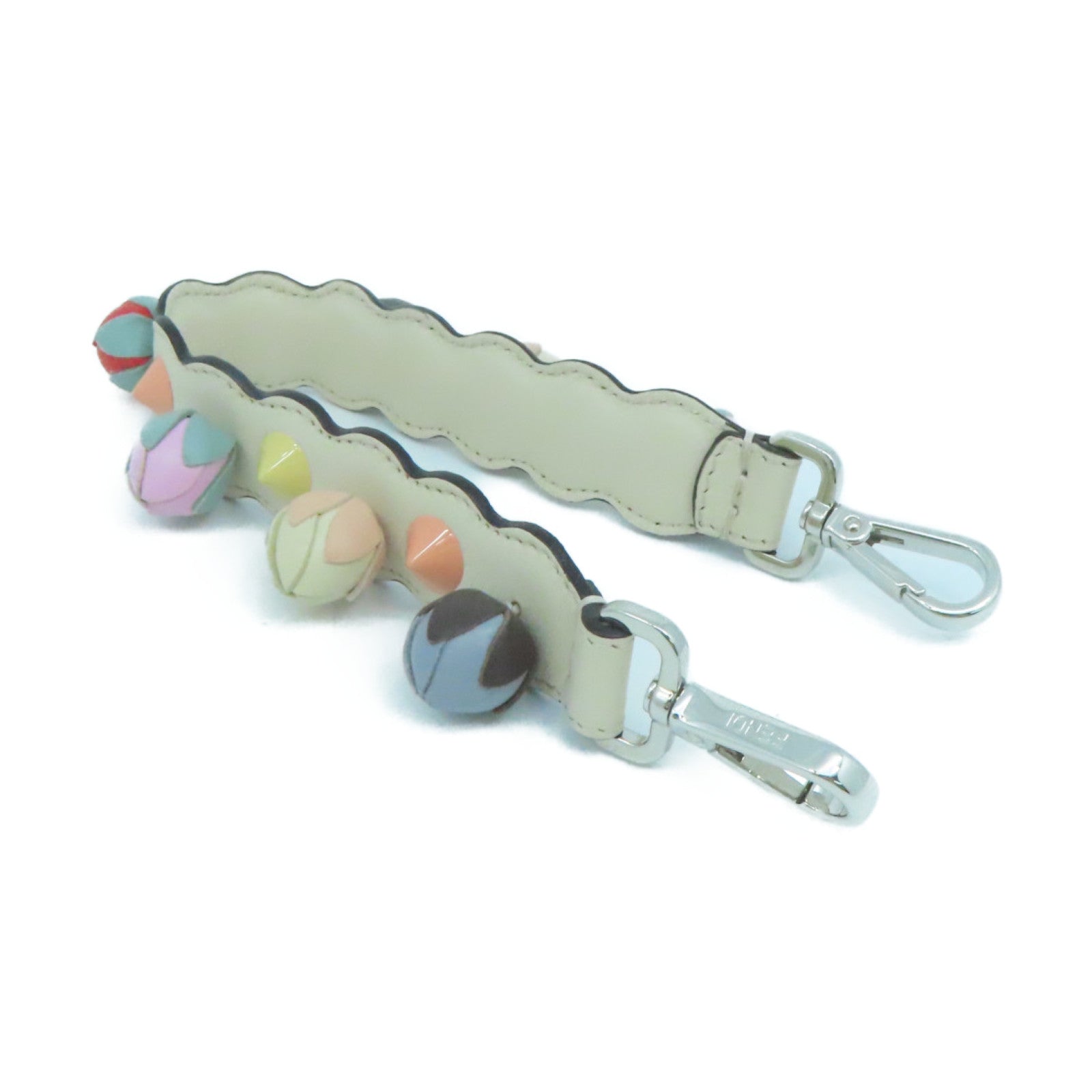 FENDI 牛皮皮革Strap银扣挂饰米色/彩色