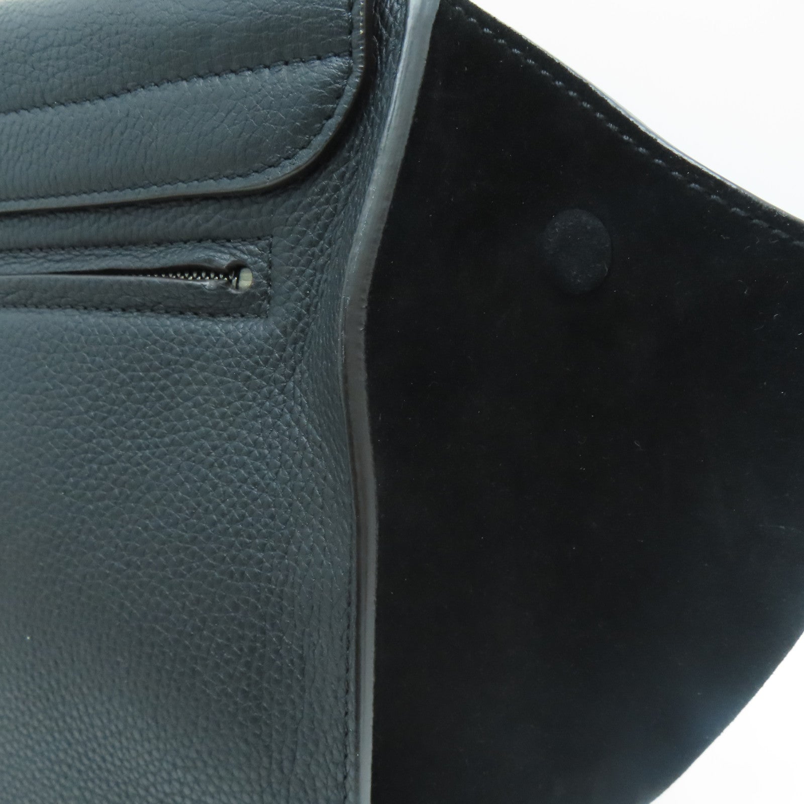 CELINE 牛皮/麂皮皮革Trapeze銀扣手挽肩背兩用袋黑色