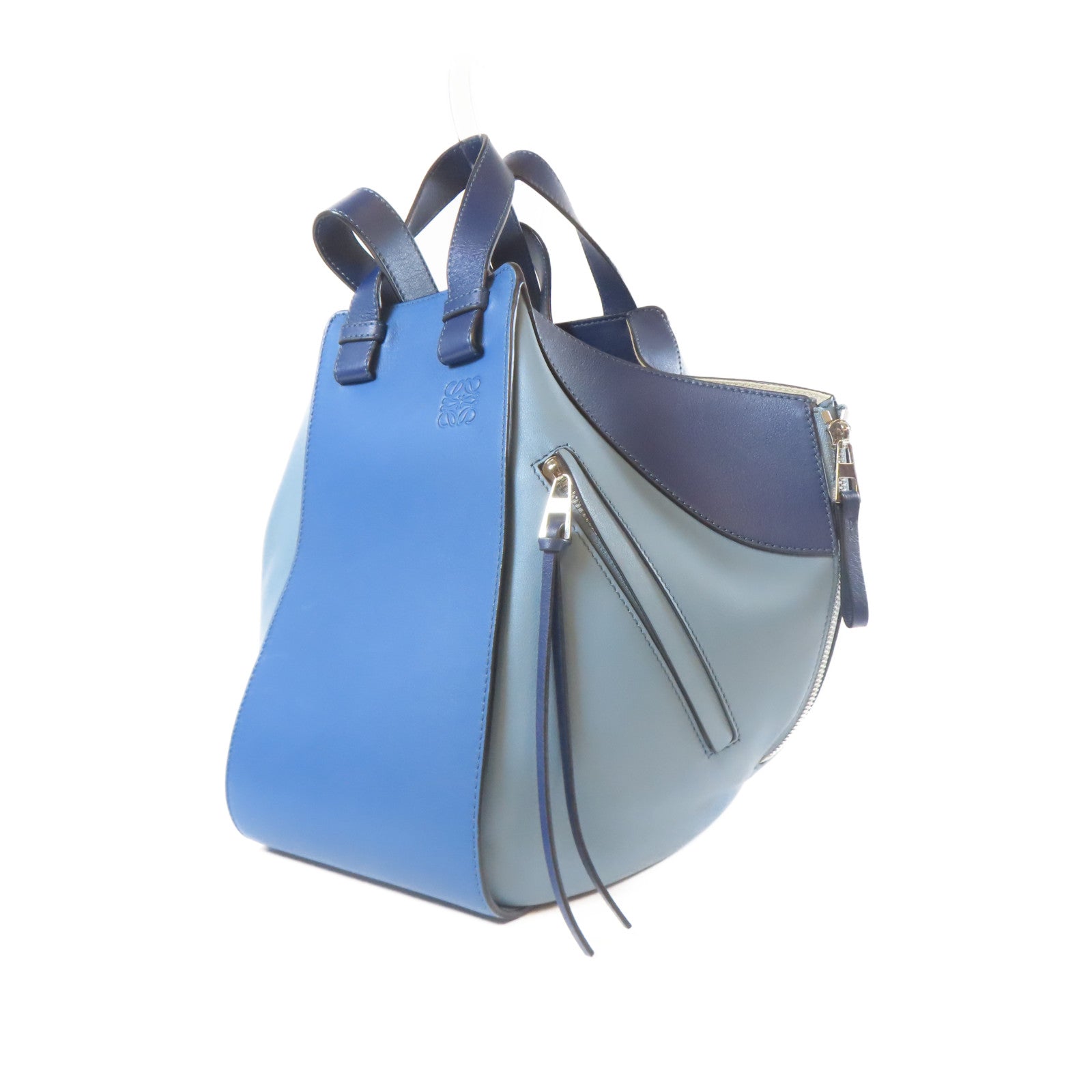 LOEWE 牛皮皮革Hammock銀扣肩背袋藍色