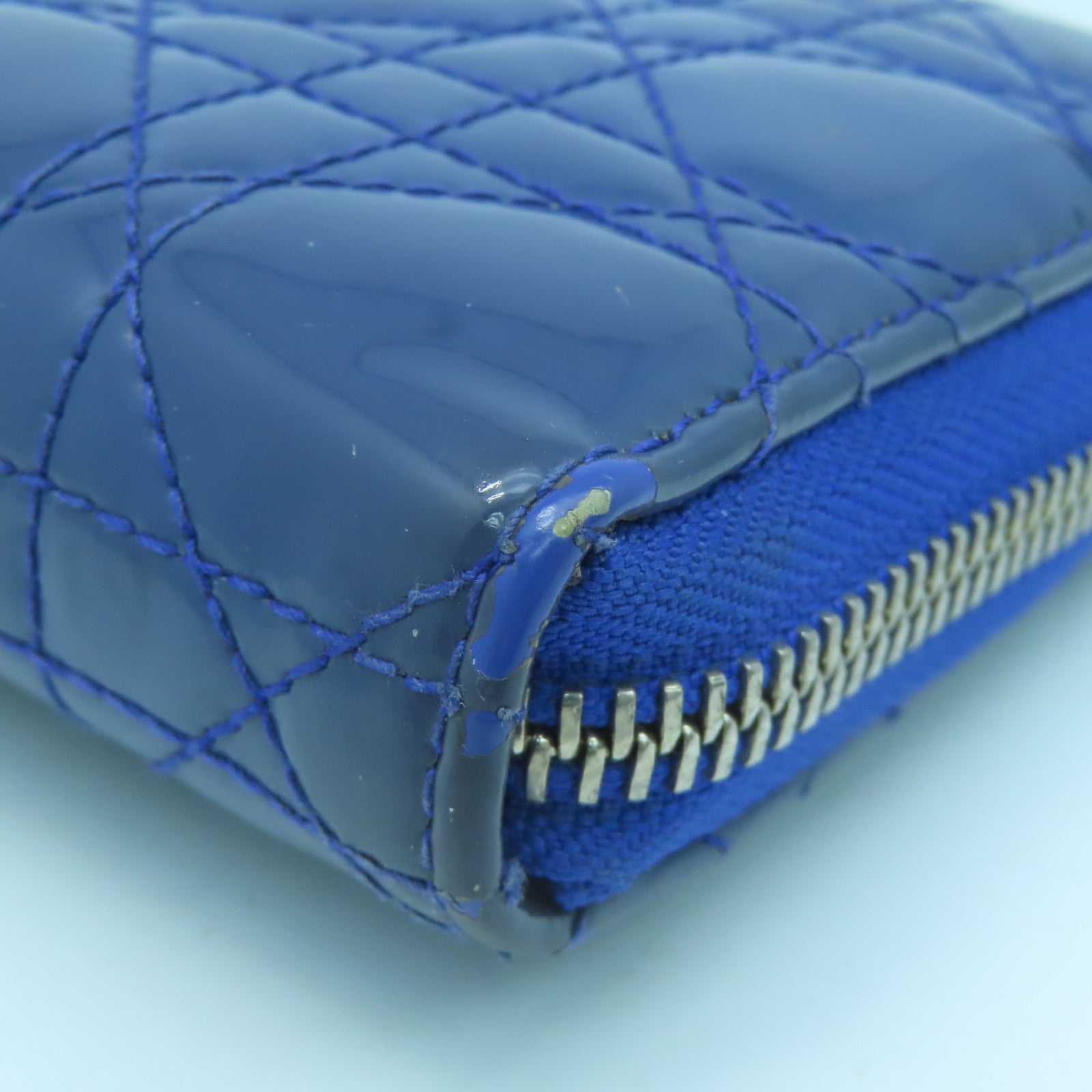 Dior Patent Leather Dior Long Wallet Silver Buckle Long Wallet Blue