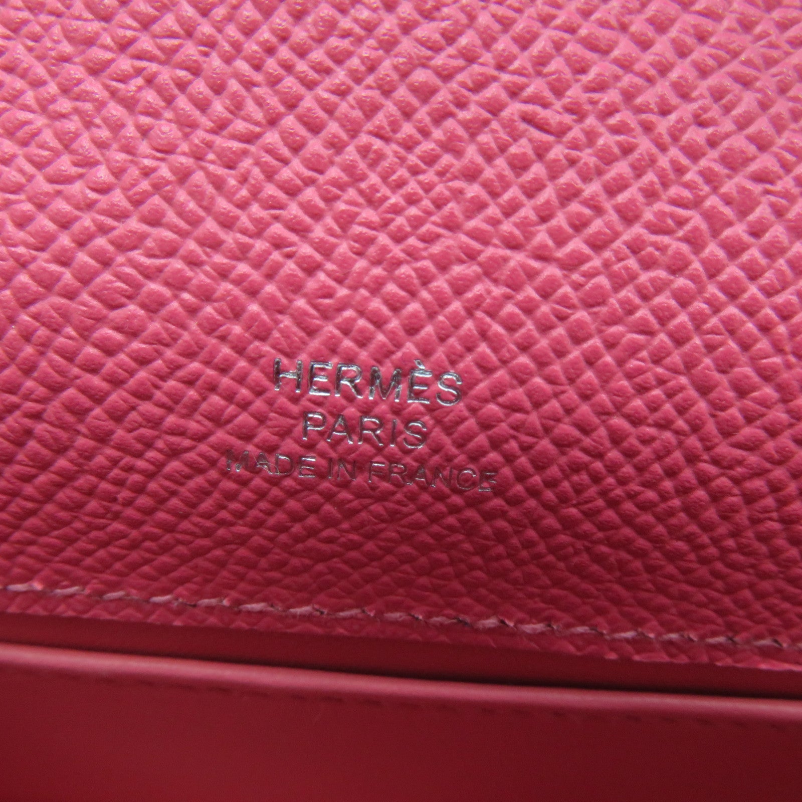 HERMES Epsom皮革Kelly Pochette銀扣手挽袋粉紅色